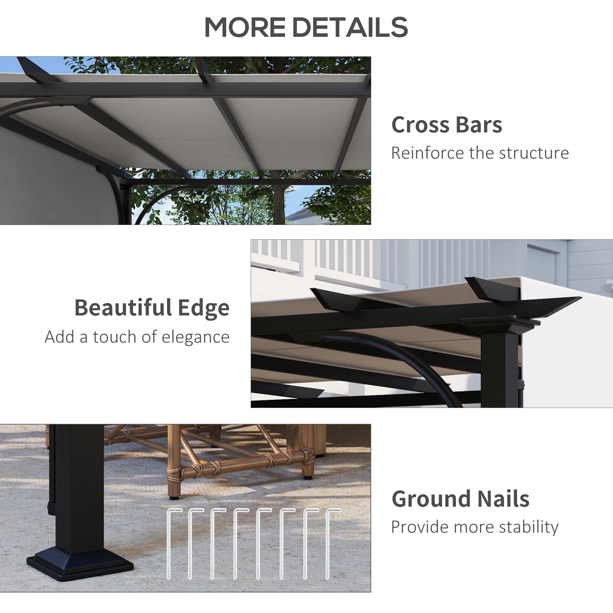 10' x 10' Steel Patio Pergola with Retractable Canopy