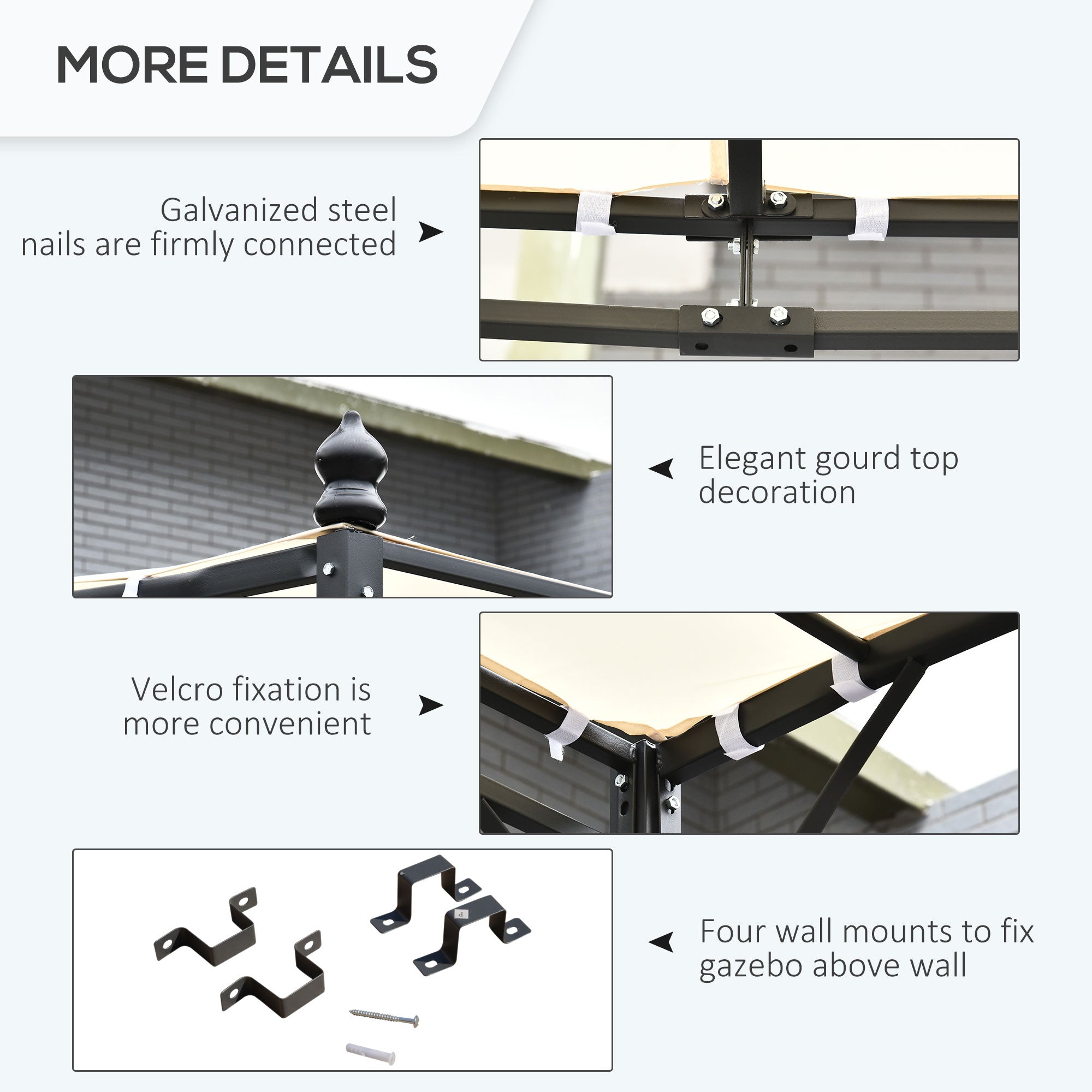 13' x 10' Wall-Mounted Patio Pergola with Canopy – European-Inspired Outdoor Shade