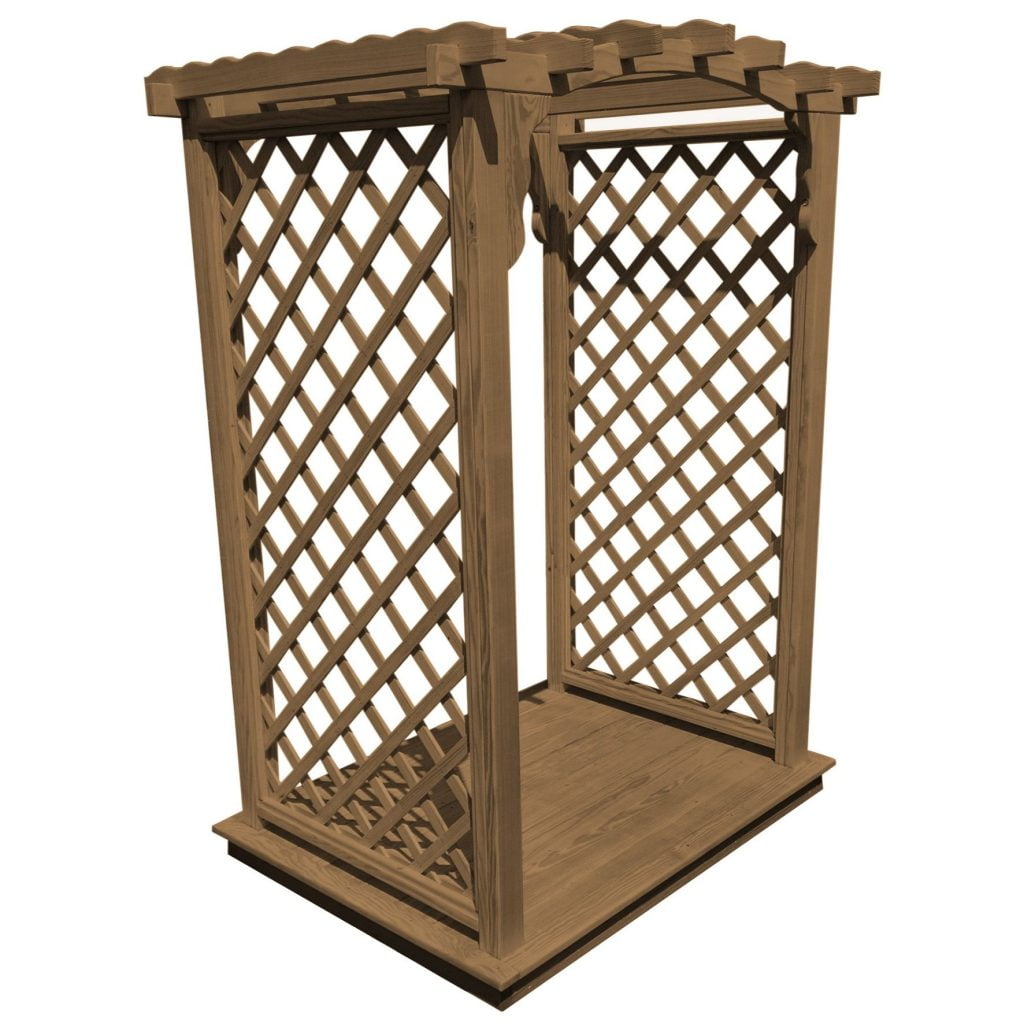 Custom Amish Arbor with Deck – Natural, White, or Stained Finish