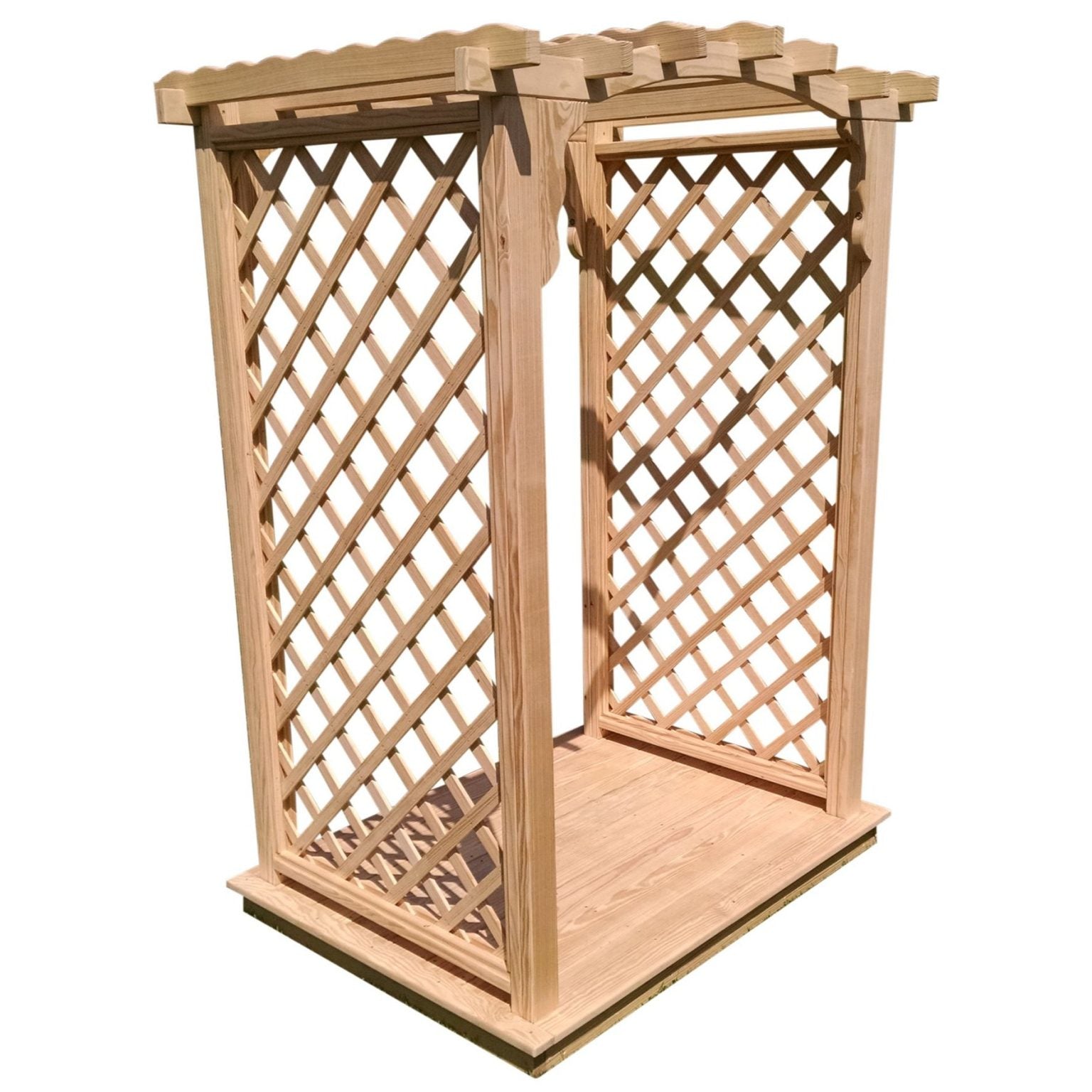 Custom Amish Arbor with Deck – Natural, White, or Stained Finish