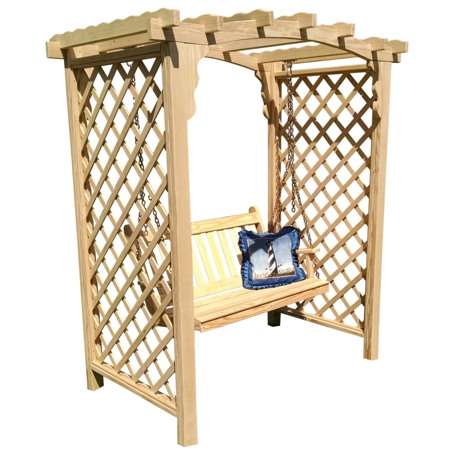 Lexington Pine Arbor with Swing – Handcrafted Outdoor Elegance by A&L Furniture