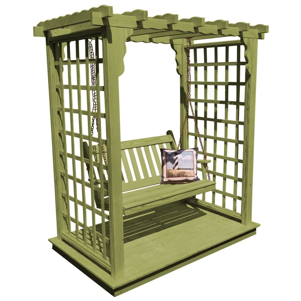 Pine Lexington Arbor with Deck & Swing – Elegant Garden Accent by A&L Furniture