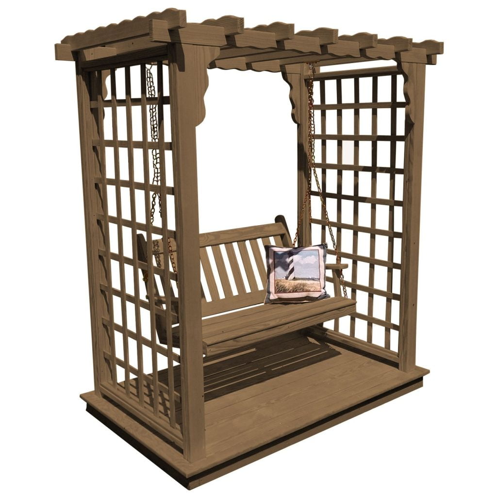 Pine Lexington Arbor with Deck & Swing – Elegant Garden Accent by A&L Furniture
