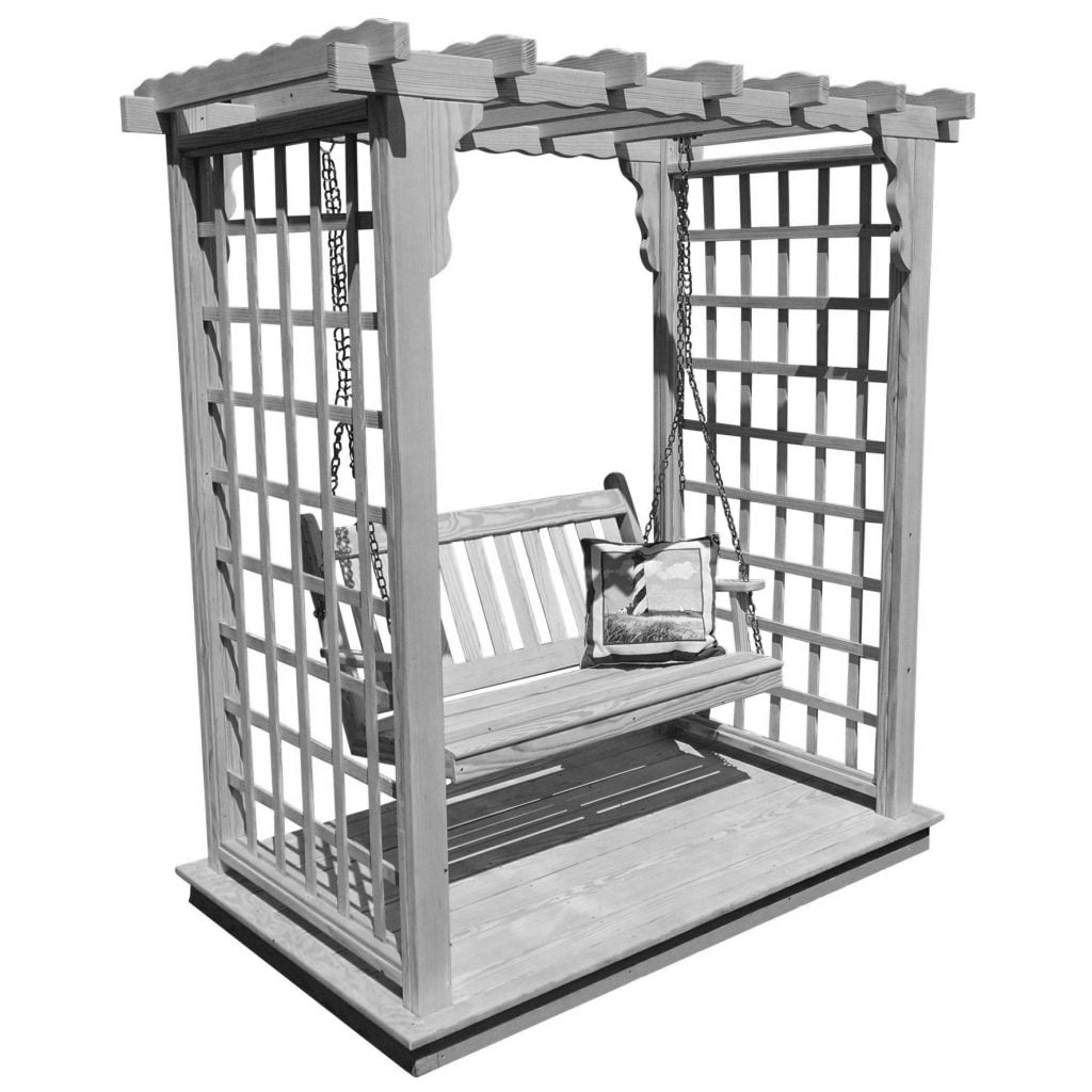 Pine Lexington Arbor with Deck & Swing – Elegant Garden Accent by A&L Furniture