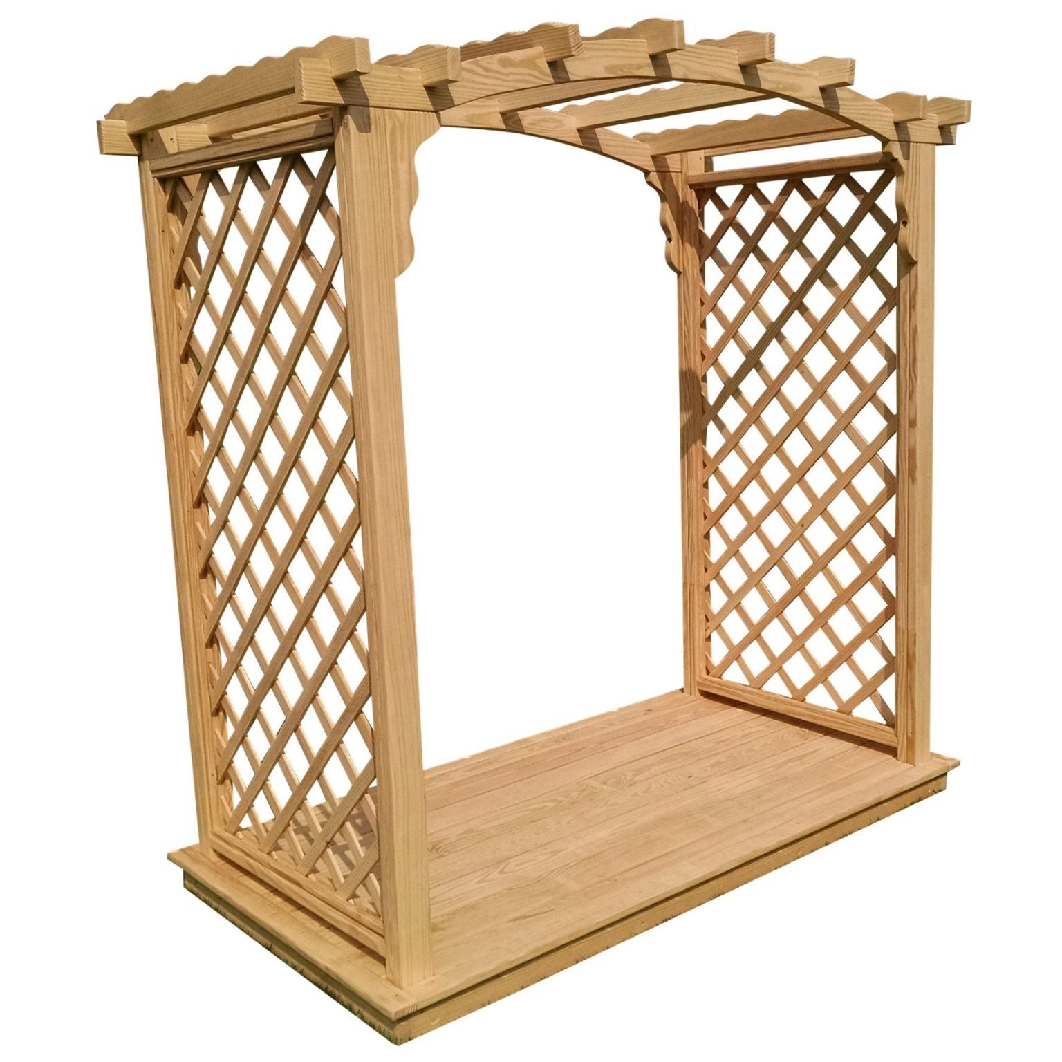 Custom Amish Arbor with Deck – Natural, White, or Stained Finish