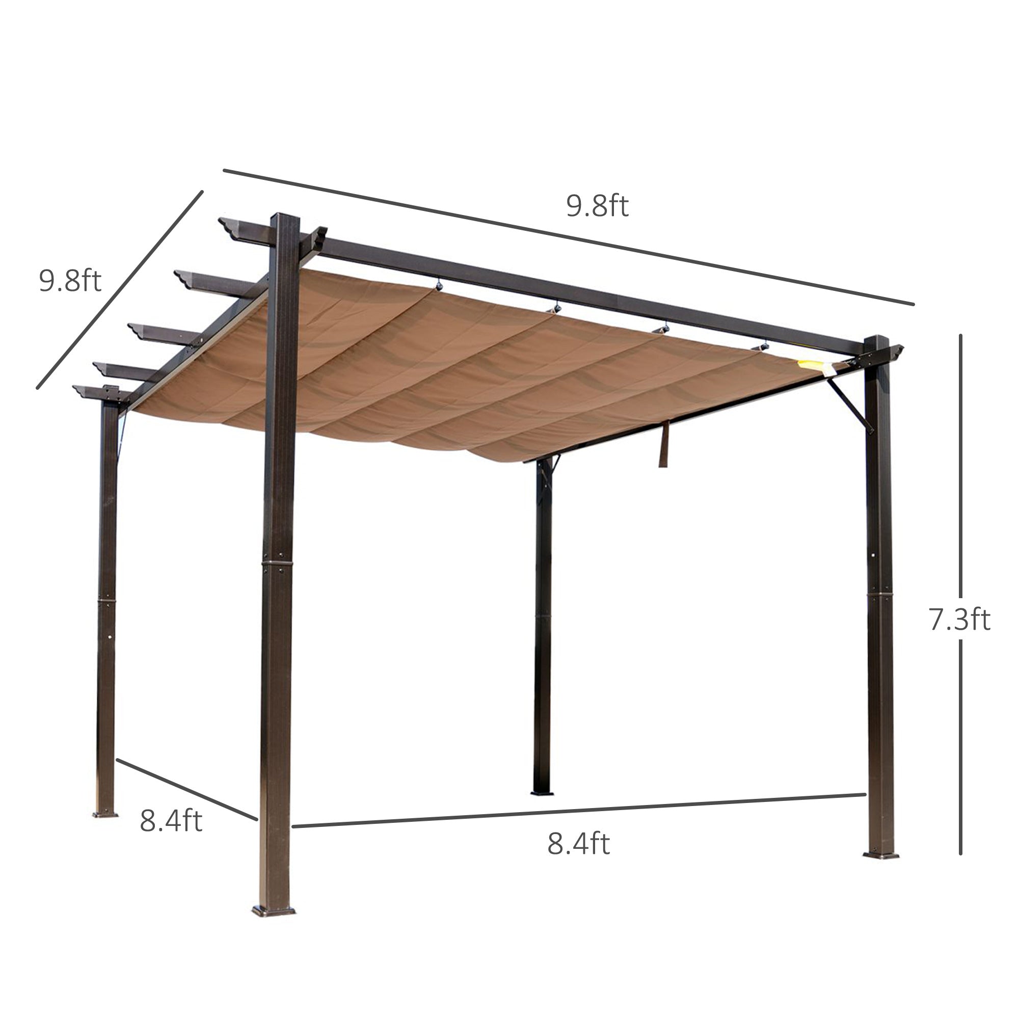 10' x 10' Outdoor Pergola Canopy with Sliding Shade