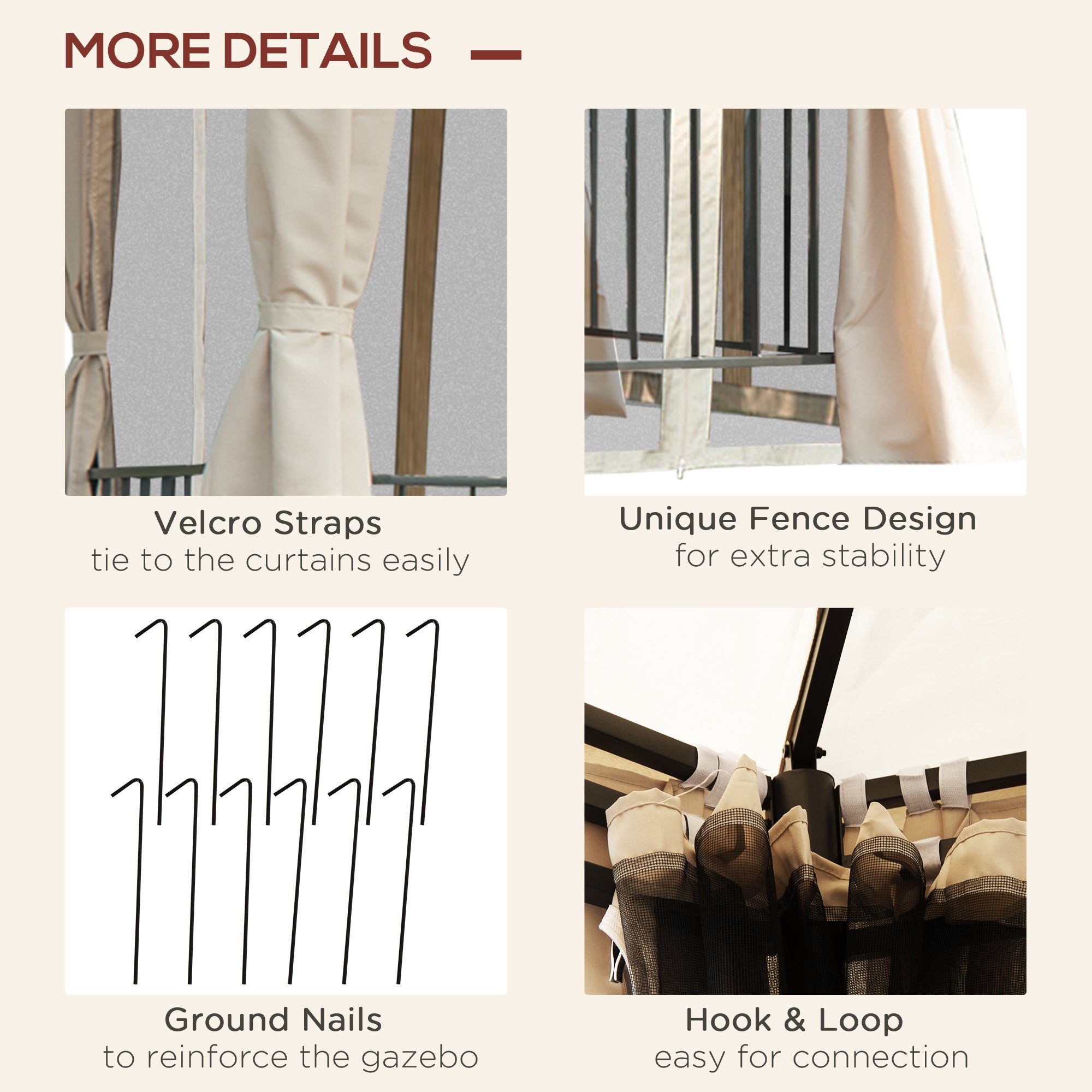 Outdoor Canopy Gazebo with Curtains – Steel Frame Patio Tent for Backyard, Garden, & Events