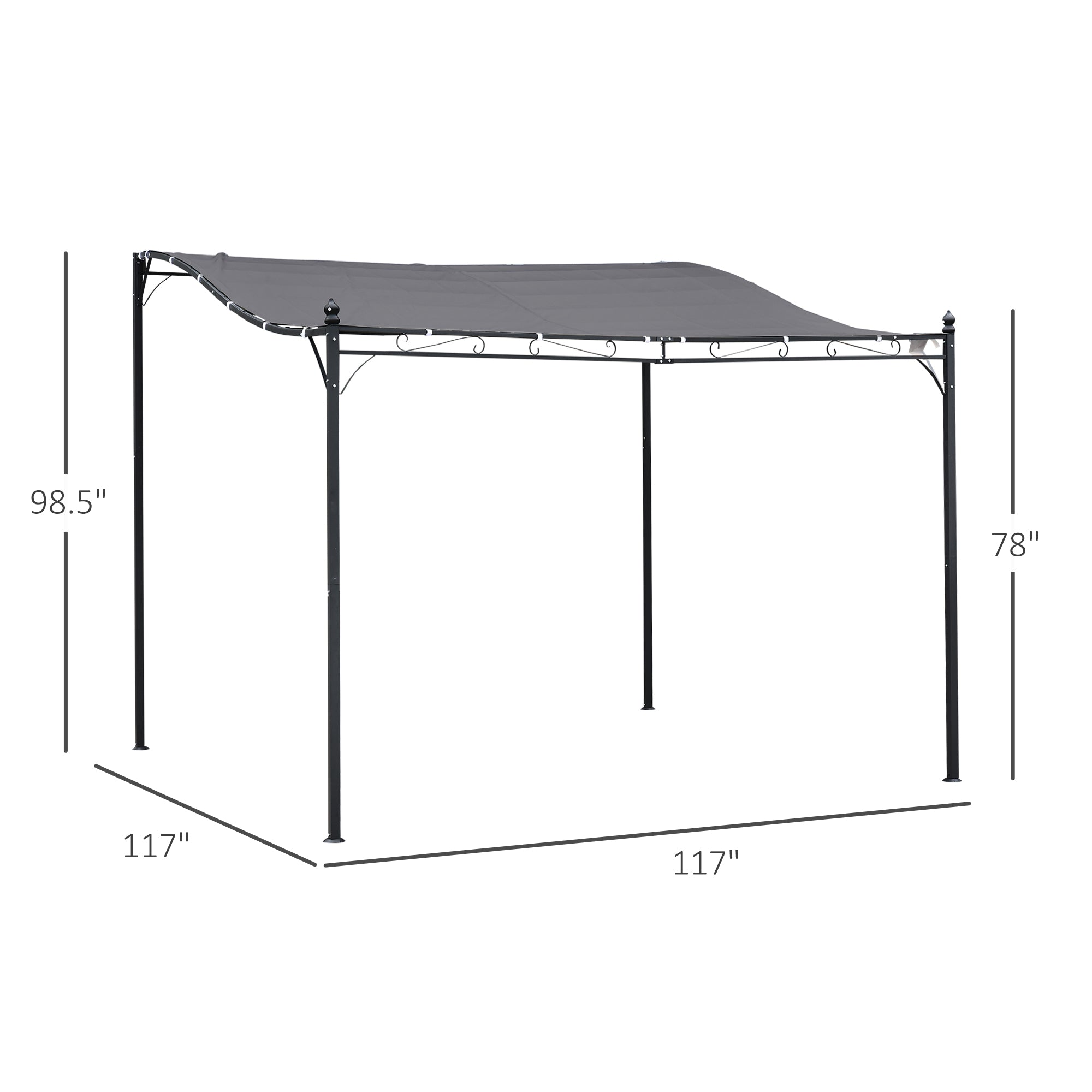 10' x 10' Wall-Mounted Patio Pergola with Canopy – European-Inspired Outdoor Shade