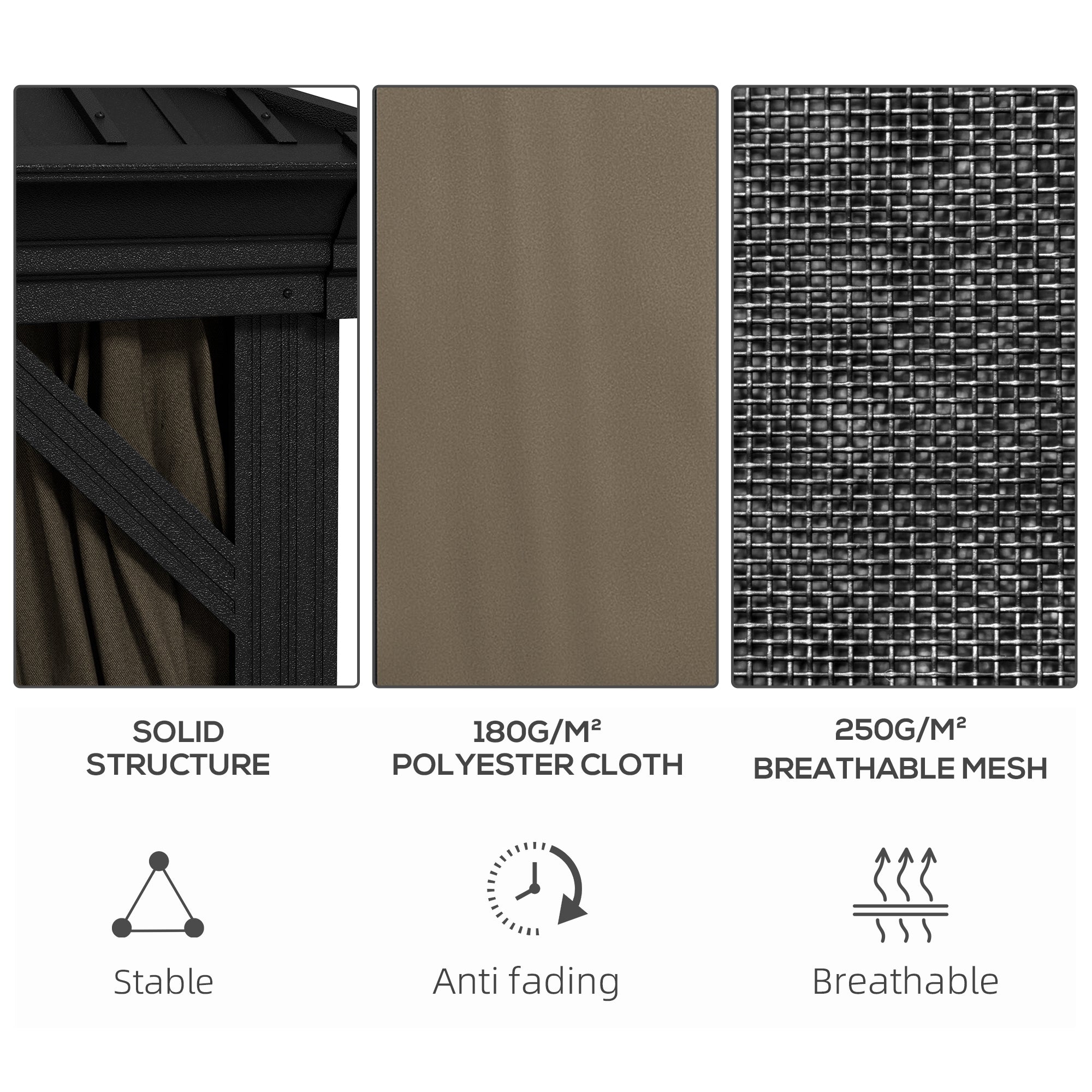 Metal Hardtop Gazebo with Curtains & Mesh Netting