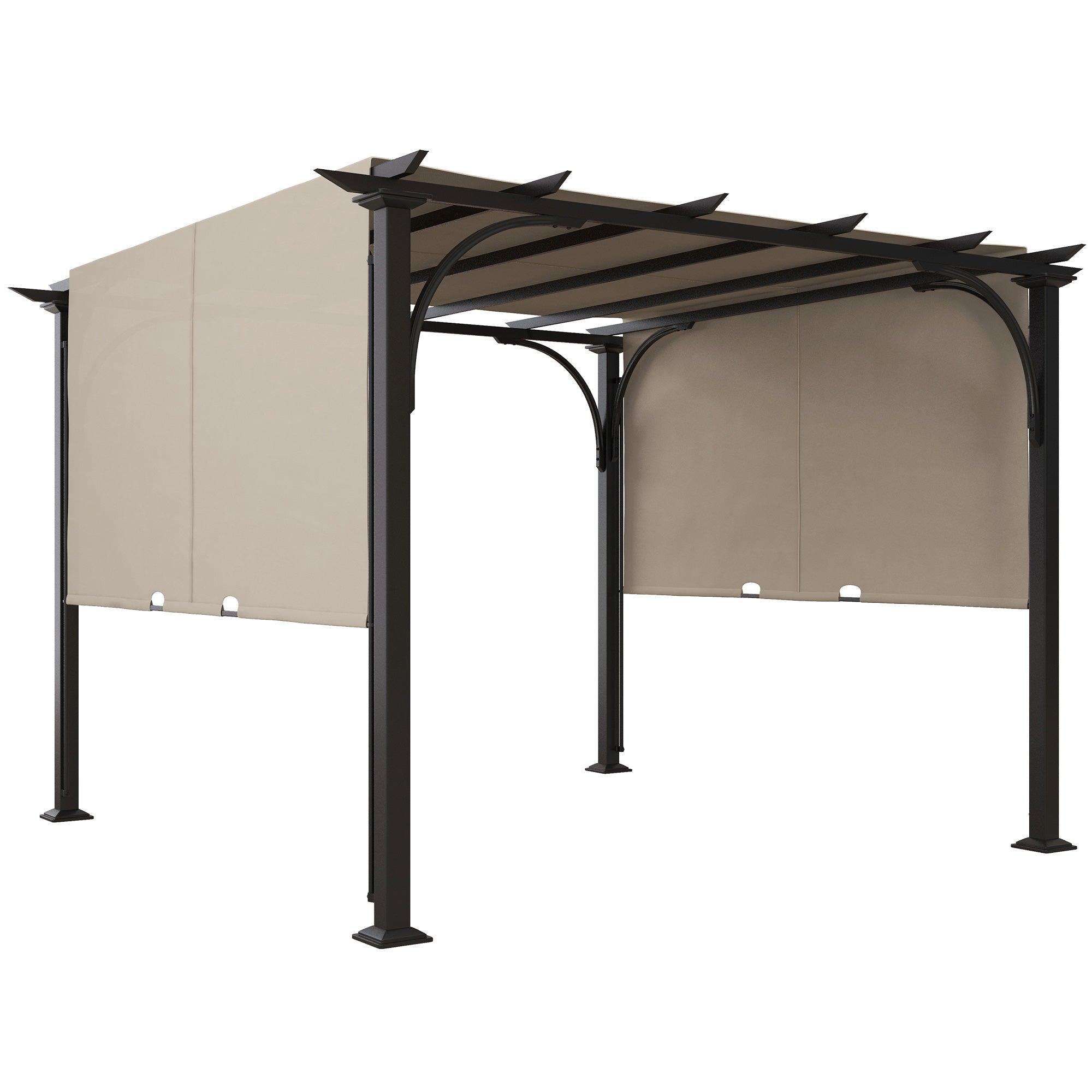10' x 10' Steel Patio Pergola with Retractable Canopy