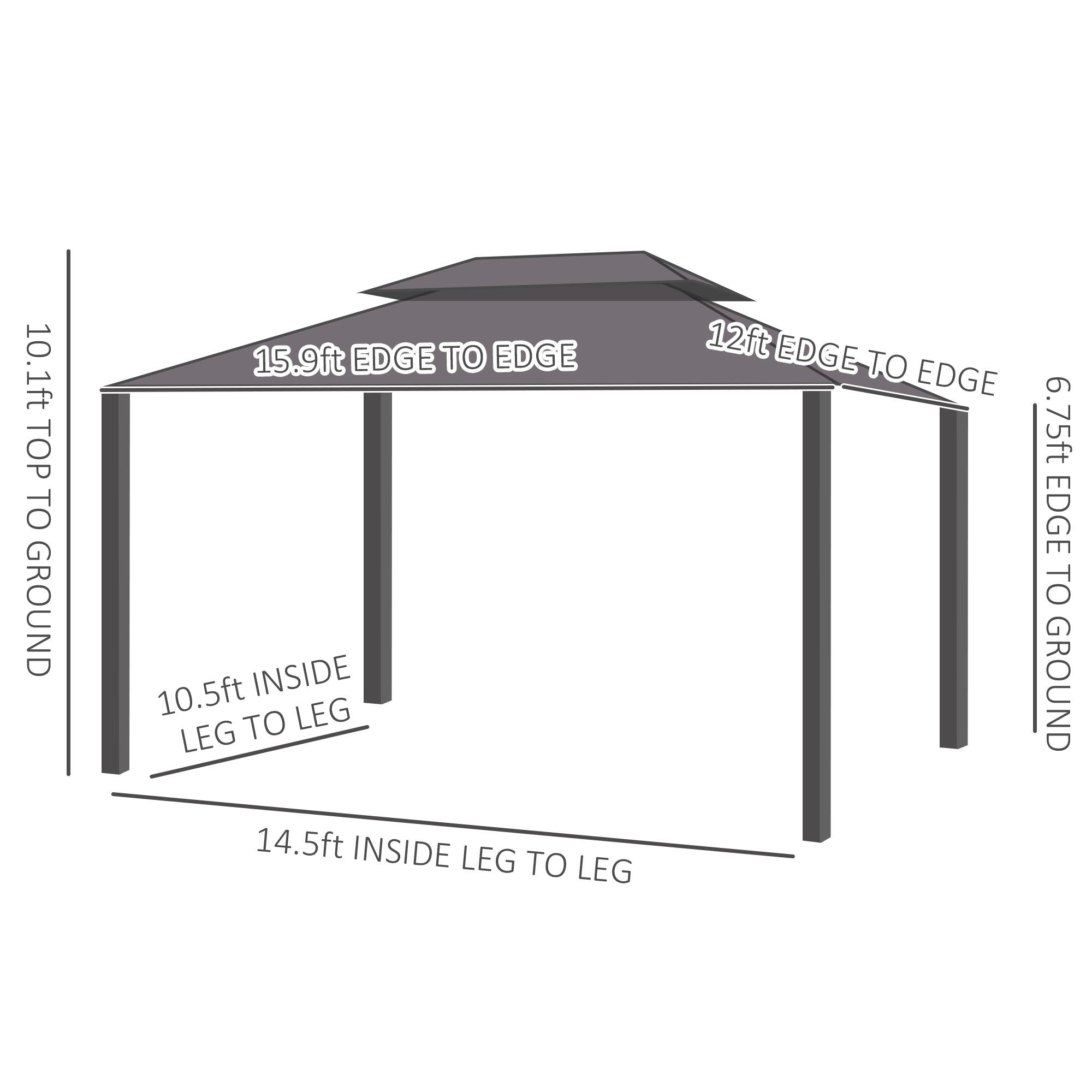 Hardtop Aluminum Gazebo with Curtains & Mesh Netting