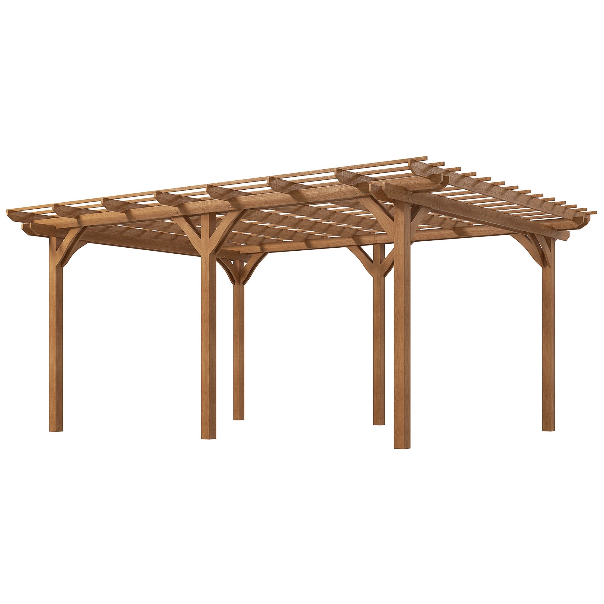 16' x 12' Wooden Garden Pergola with Open Roof Trellis