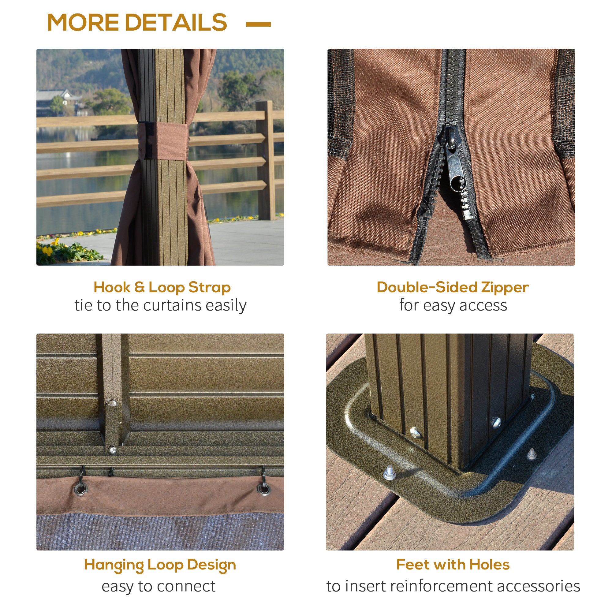 10' x 12' Aluminum Hardtop Gazebo with Curtains & Mesh Netting