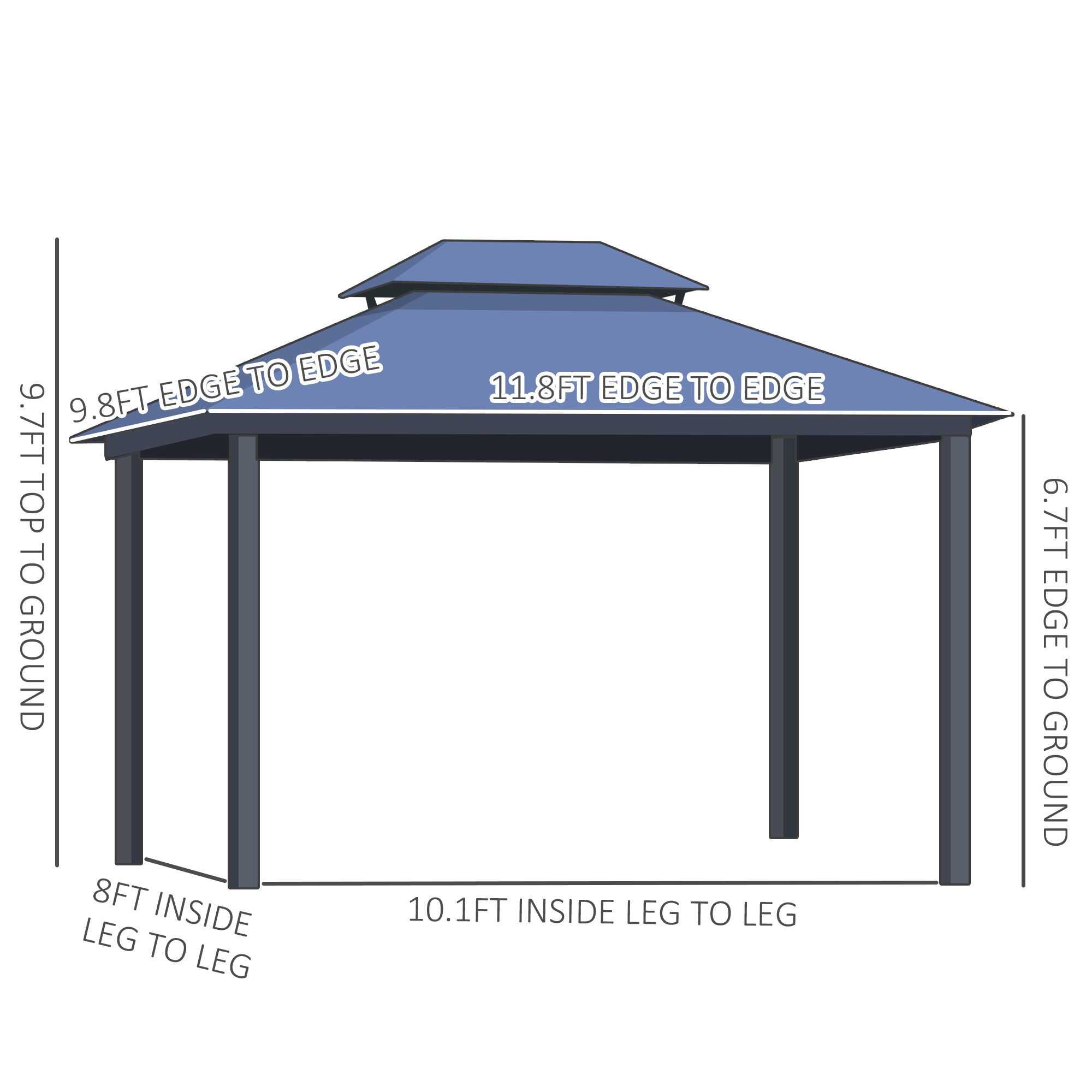 Aluminum Hardtop Gazebo with Curtains & Mesh Netting