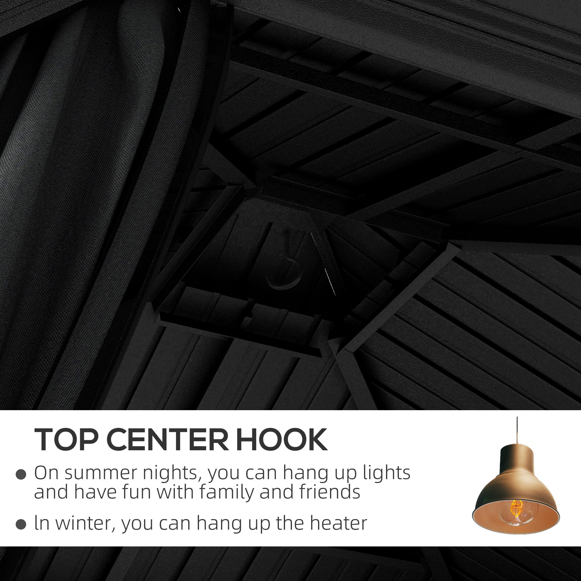 Metal Hardtop Gazebo with Curtains & Mesh Netting