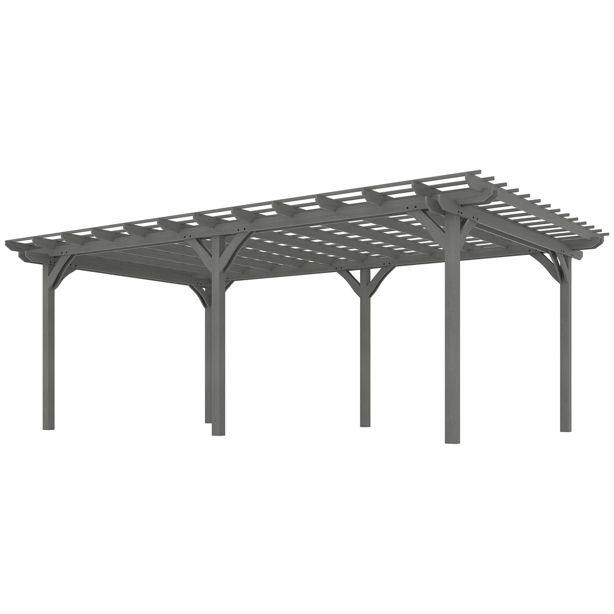 20' x 12' Wooden Garden Pergola with Open Roof and Plant Support
