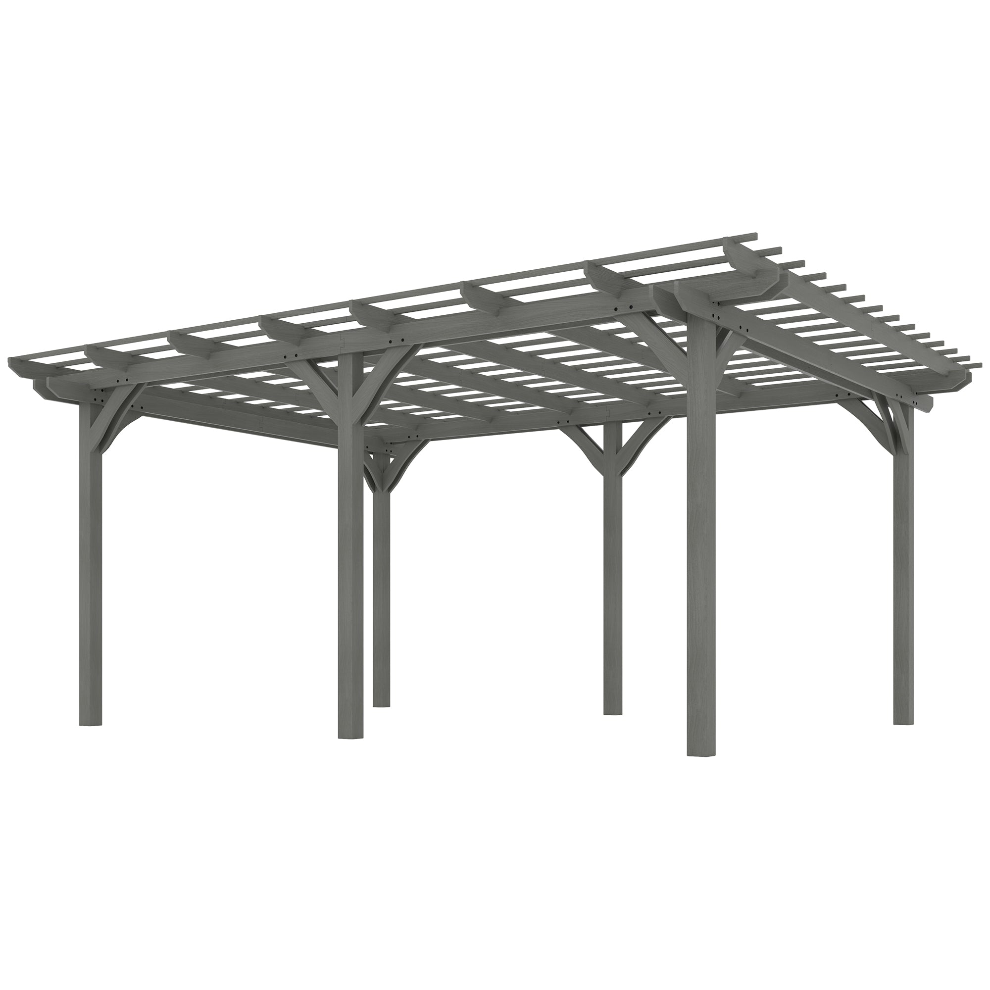 16' x 12' Wooden Garden Pergola with Open Roof Trellis