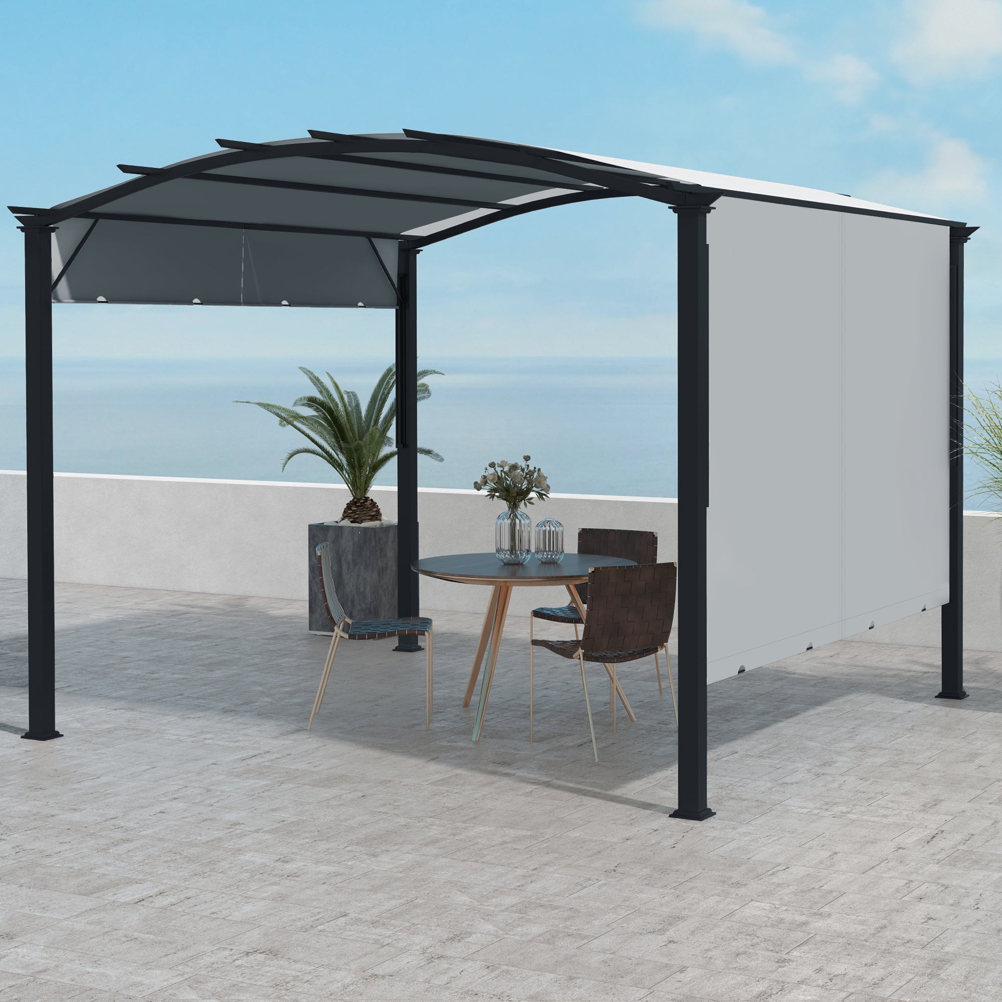 11' x 11' Steel Patio Pergola with Retractable Canopy