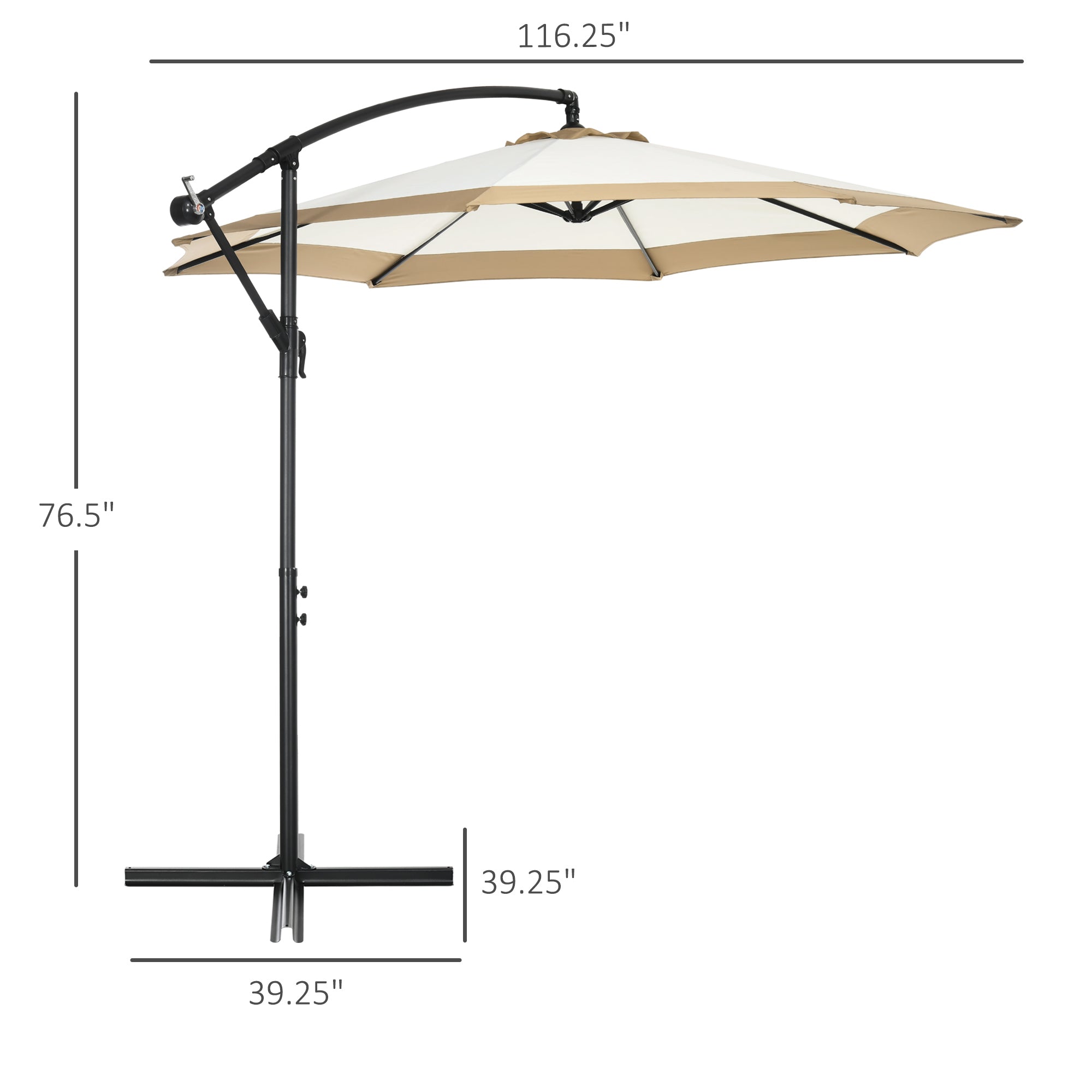 16.25' Cantilever Patio Umbrella with Cross Base – Outdoor Offset Umbrella for Deck, Pool, or Garden – UV-Resistant Shade Canopy