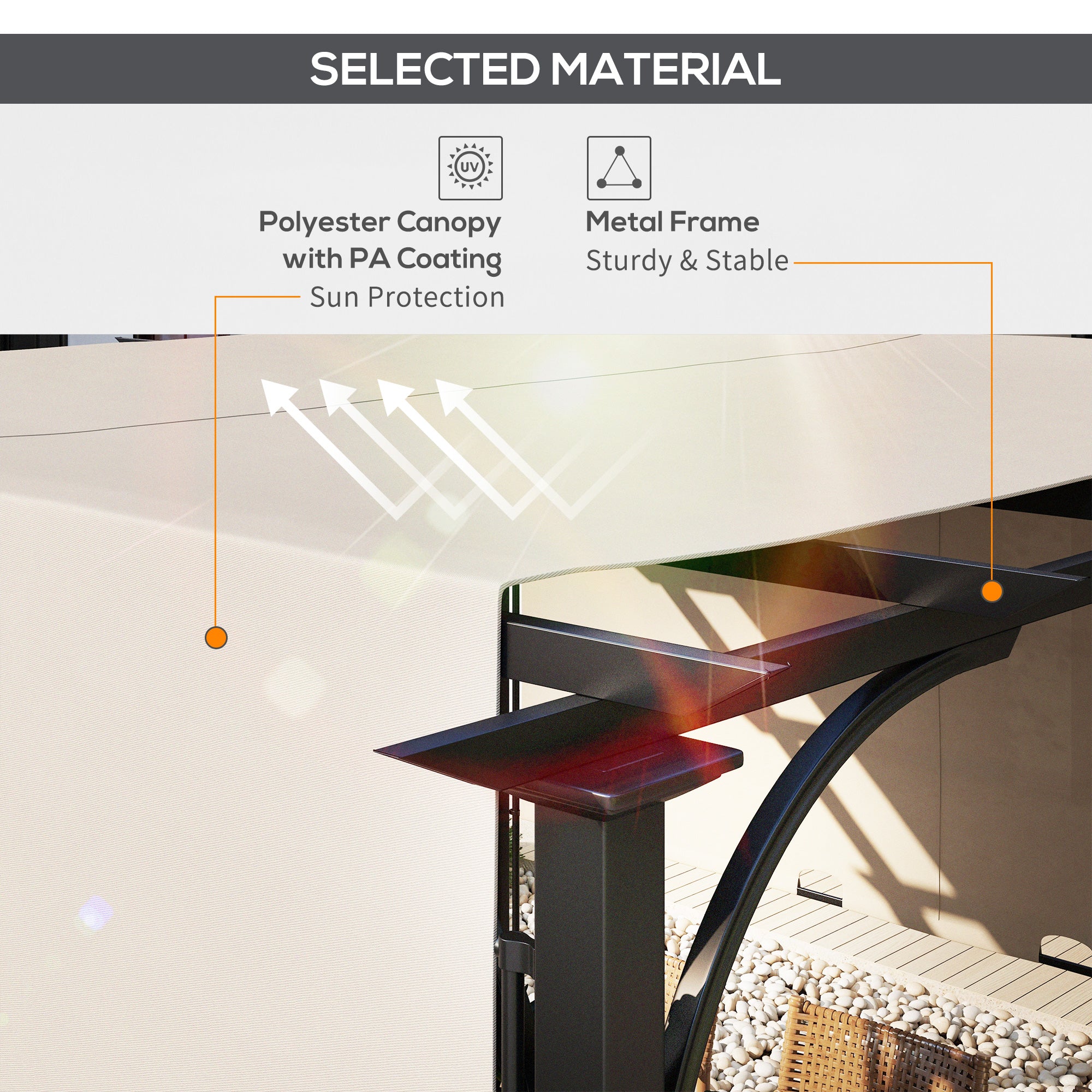 10' x 10' Steel Patio Pergola with Retractable Canopy