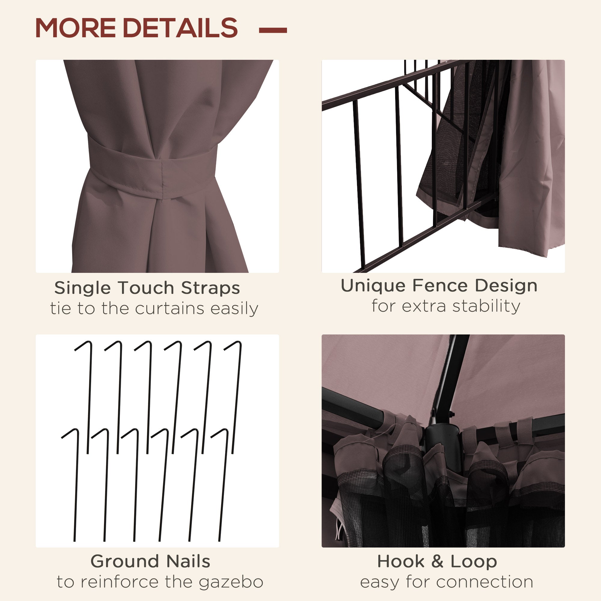 Outdoor Canopy Gazebo with Curtains – Steel Frame Patio Tent for Backyard, Garden, & Events