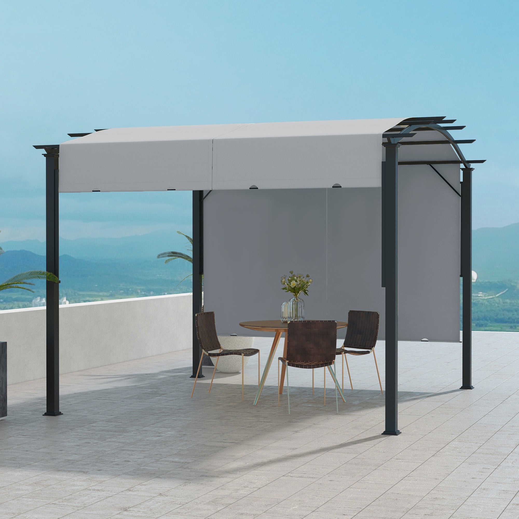 11' x 11' Steel Patio Pergola with Retractable Canopy