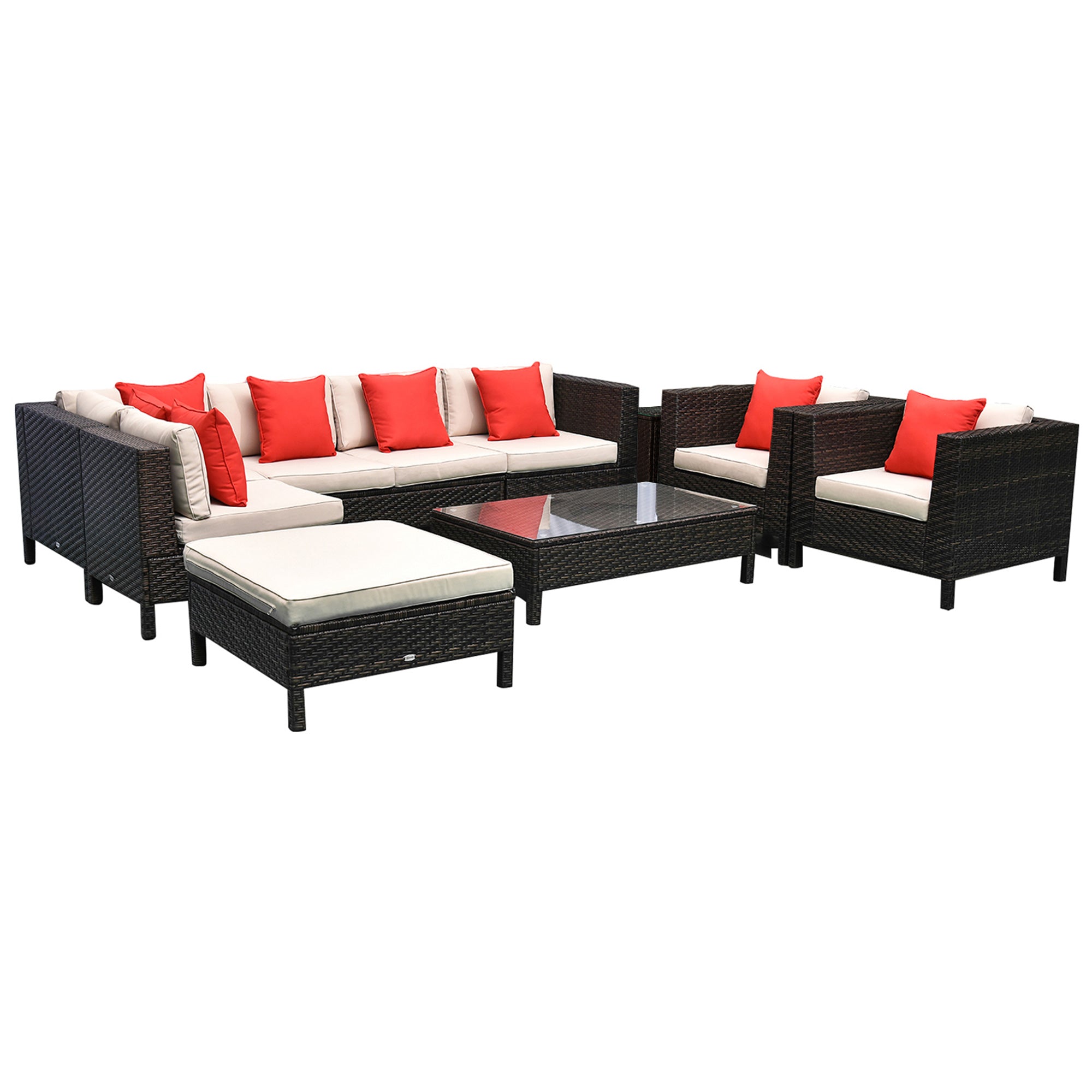 9-Piece Extra-Large Rattan Patio Conversation Set