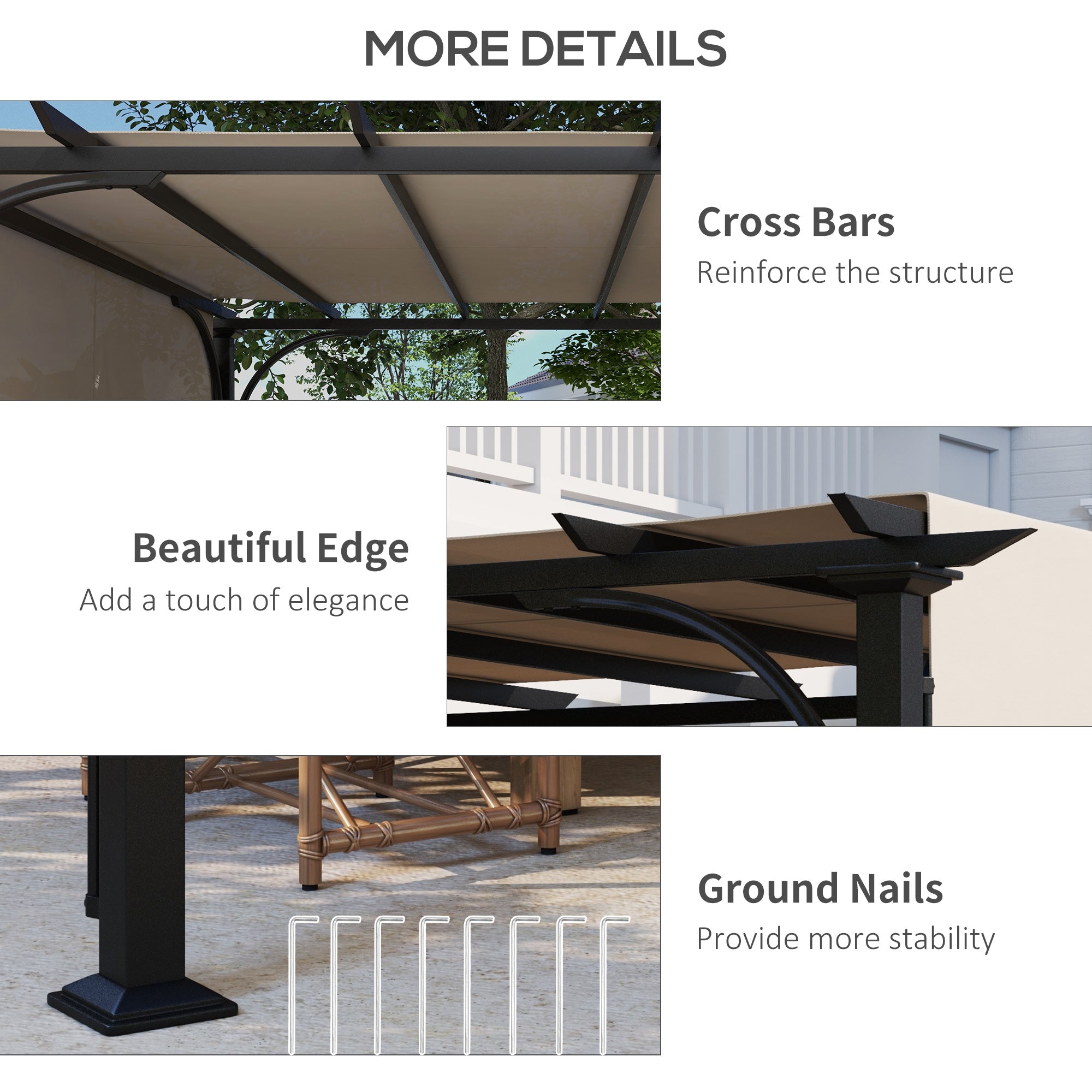 10' x 10' Steel Patio Pergola with Retractable Canopy