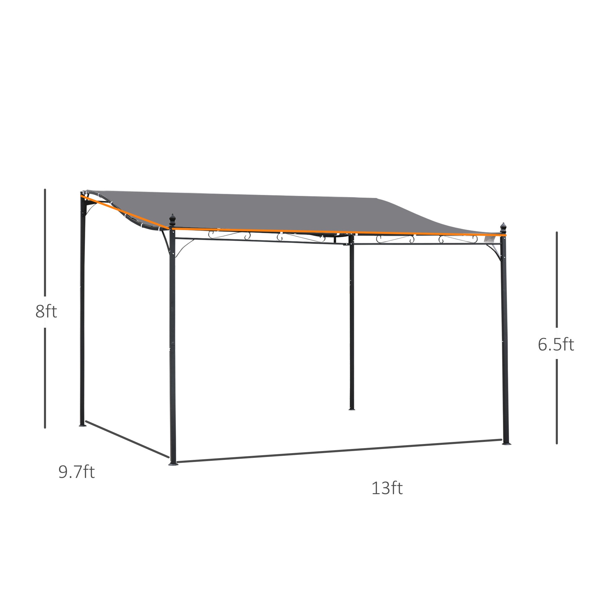 13' x 10' Wall-Mounted Patio Pergola with Canopy – European-Inspired Outdoor Shade
