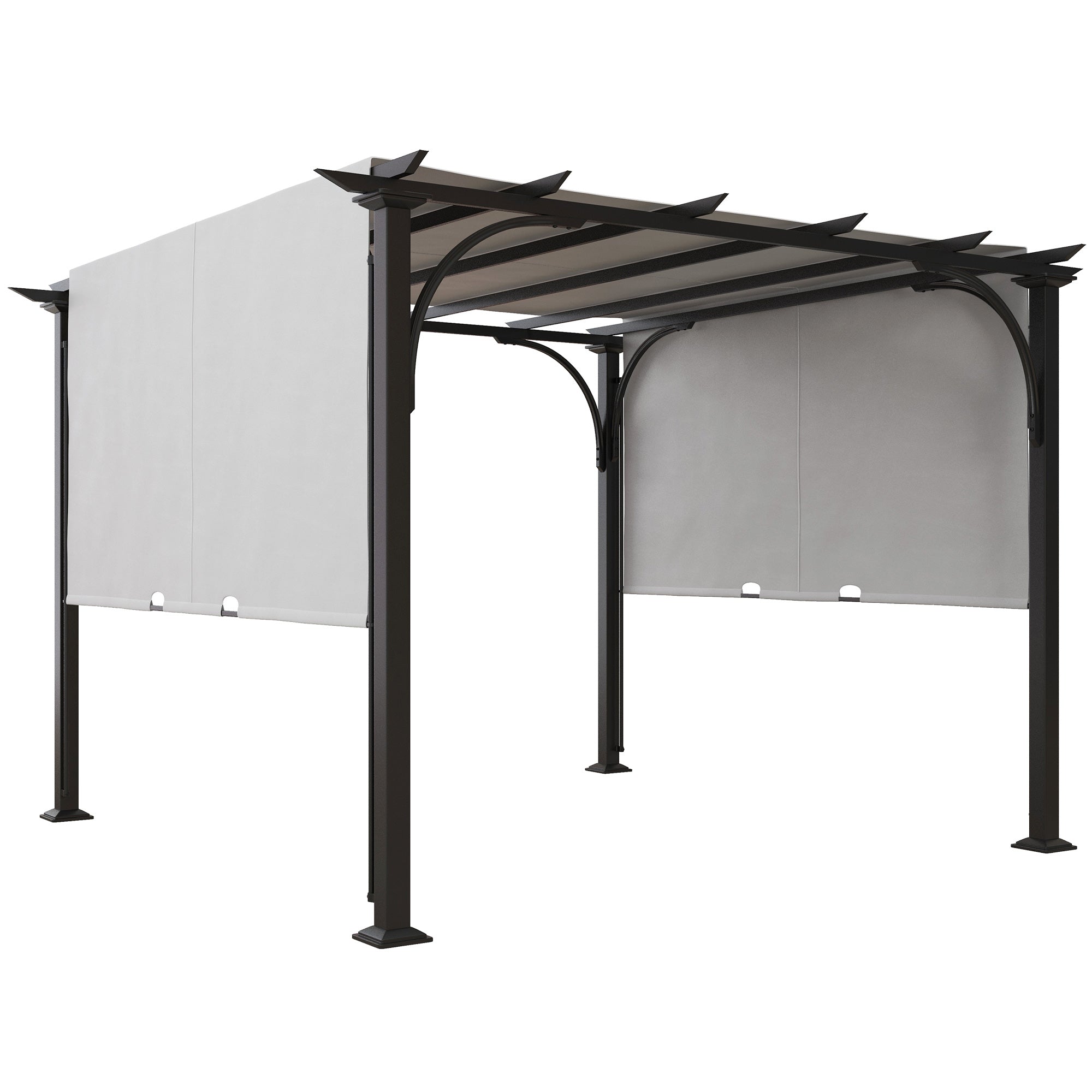 10' x 10' Steel Patio Pergola with Retractable Canopy