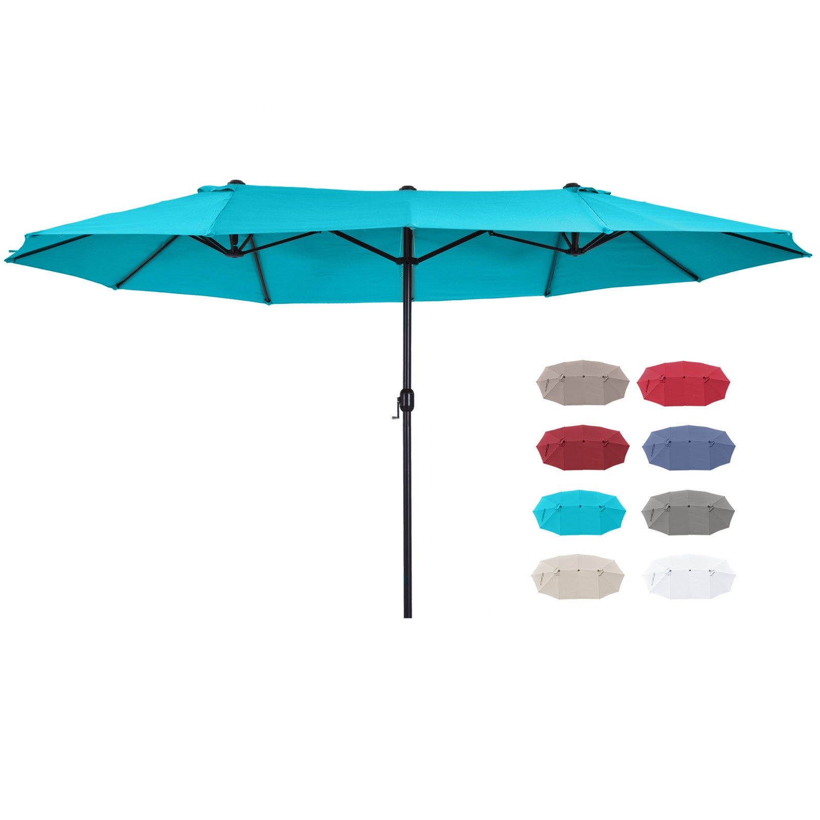 15ft Double-Sided Market Umbrella – Extra-Large Outdoor Patio Umbrella with Crank Lift – UV-Resistant Fabric for Poolside, Garden, or Deck