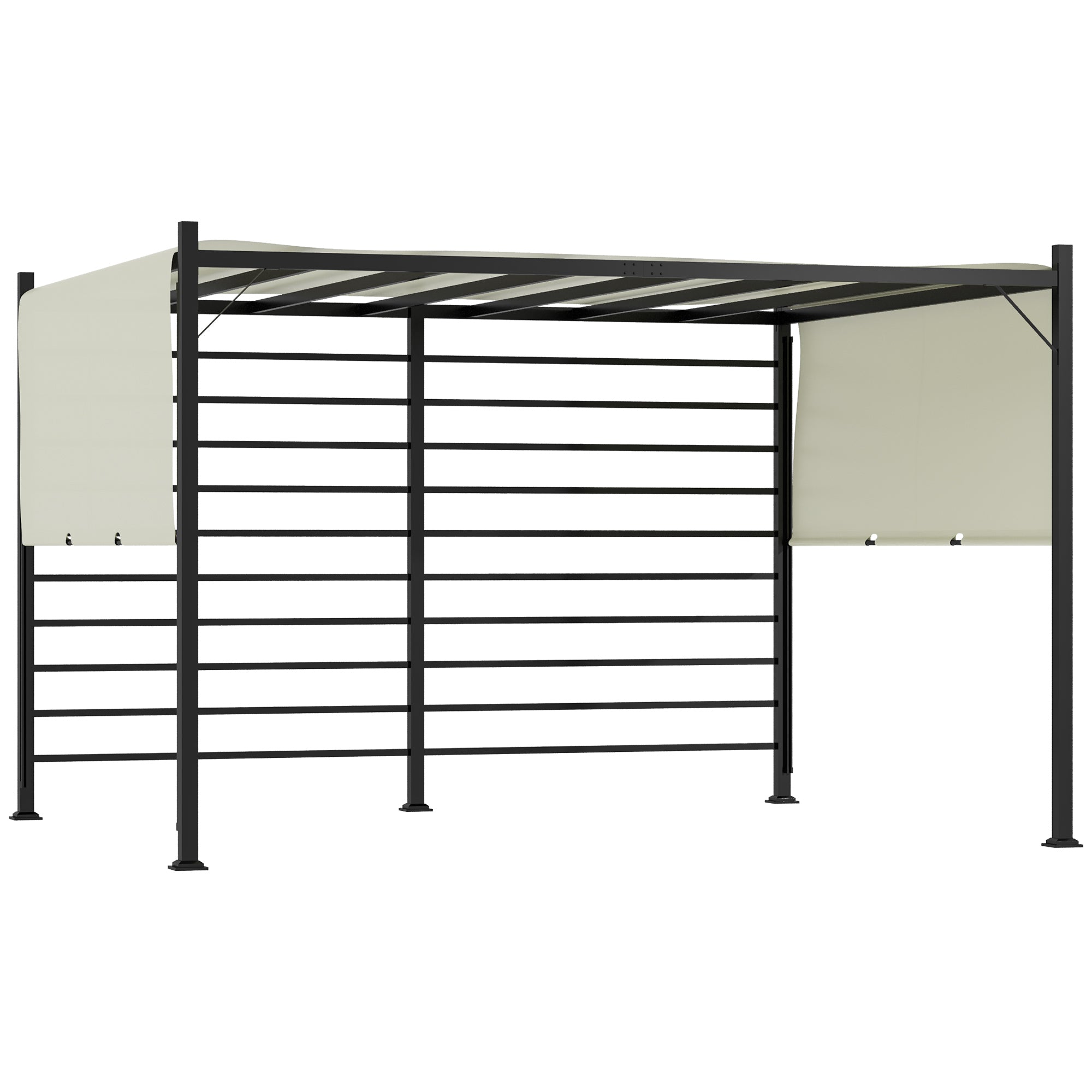 10' x 12' Adjustable Patio Pergola Gazebo with Retractable Side Canopy