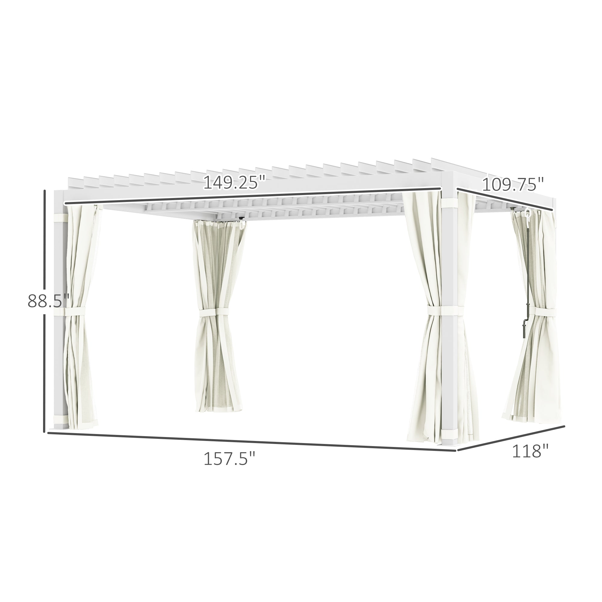 10' x 13' Adjustable Louvered Pergola with Curtains & Netting – Outdoor Aluminum Patio Gazebo for Shade & Privacy