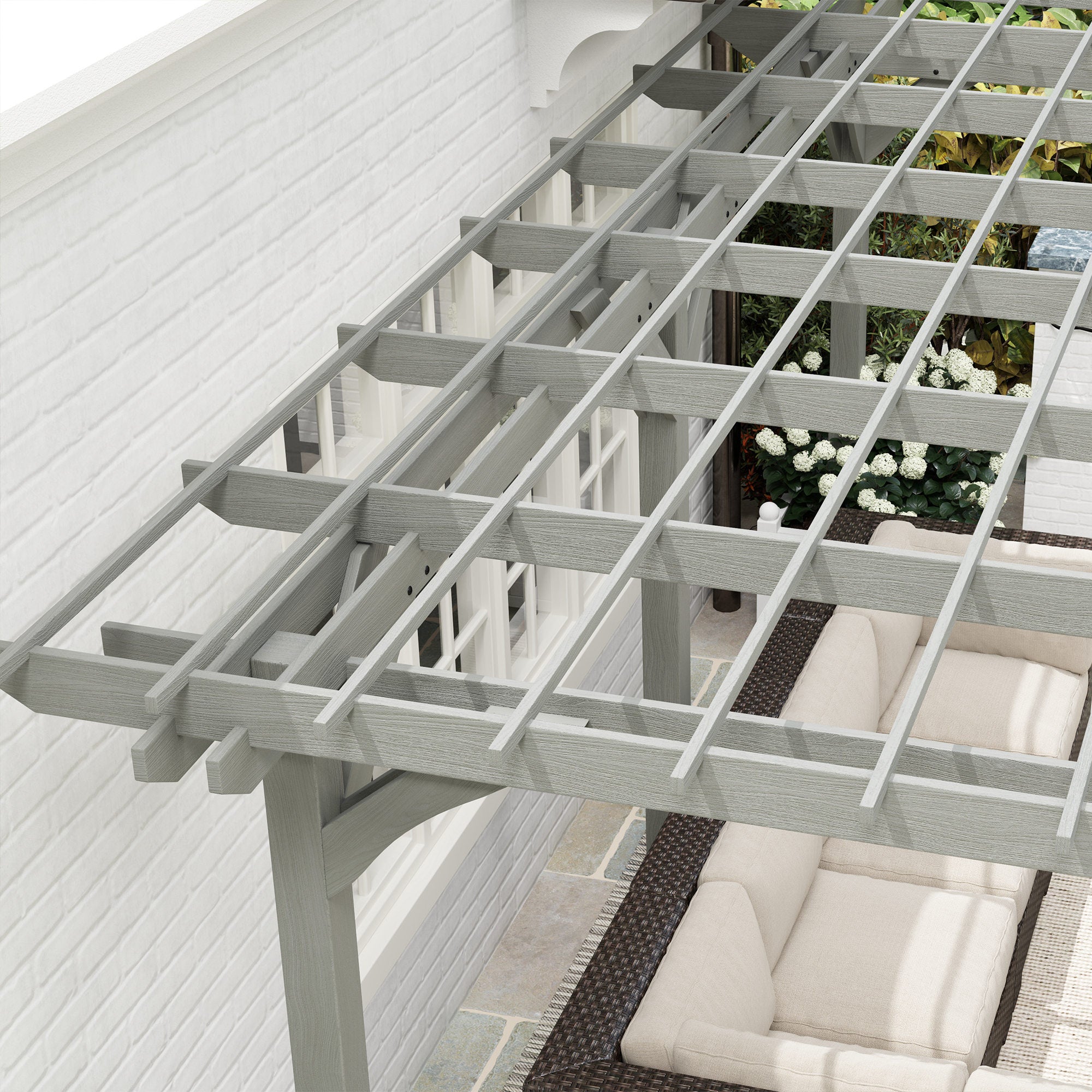 16' x 12' Wooden Garden Pergola with Open Roof Trellis