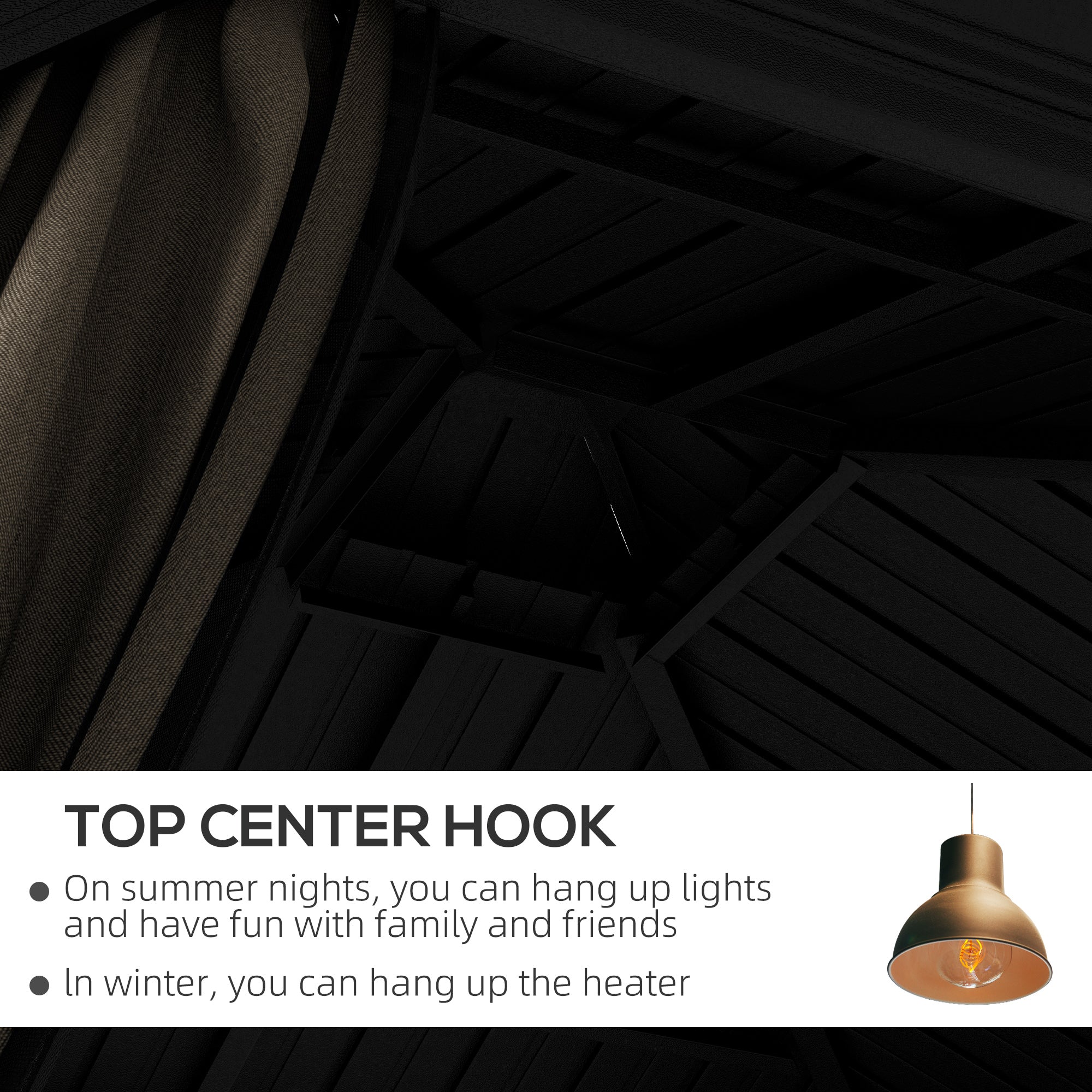 Metal Hardtop Gazebo with Curtains & Mesh Netting