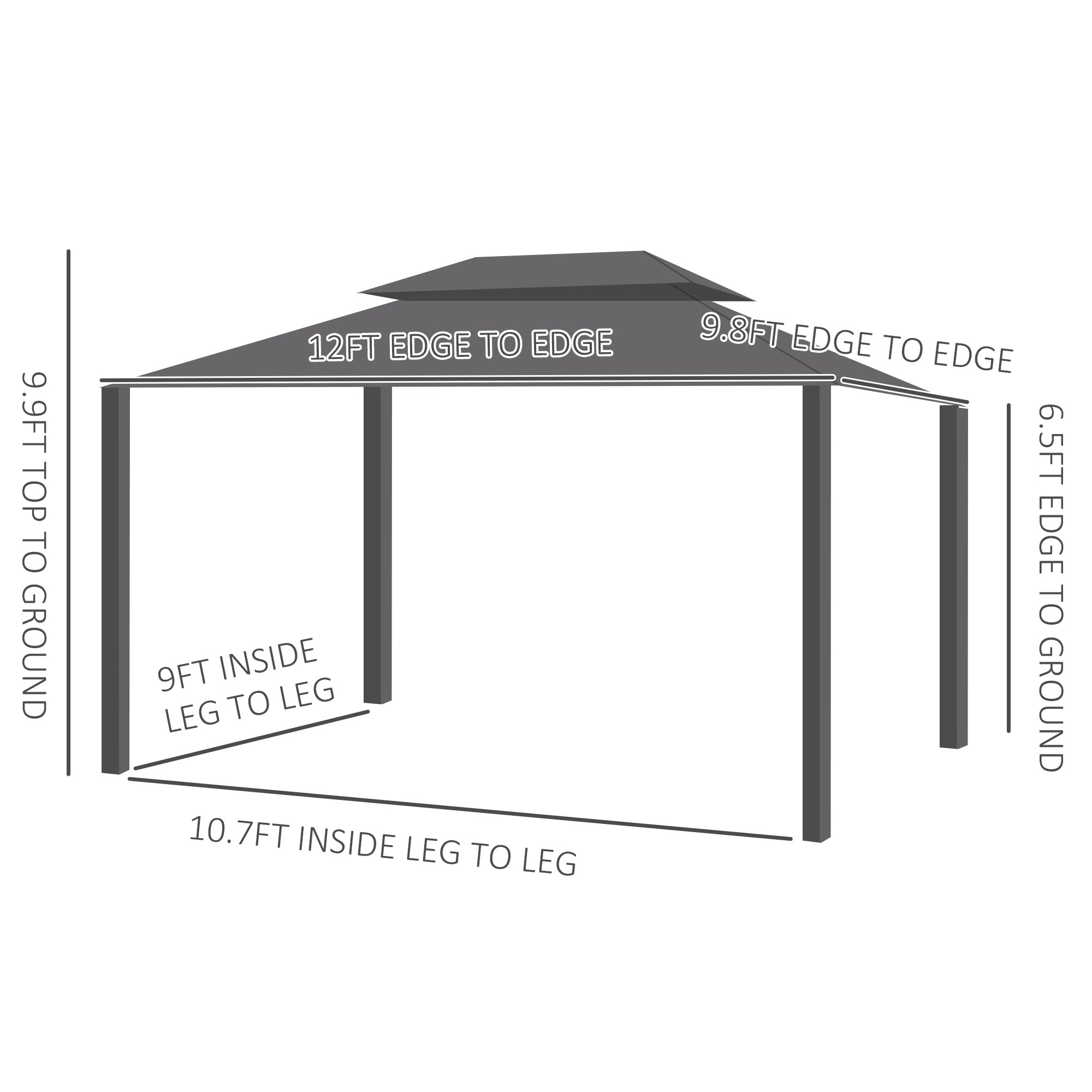 10' x 12' Aluminum Hardtop Gazebo with Curtains & Mesh Netting