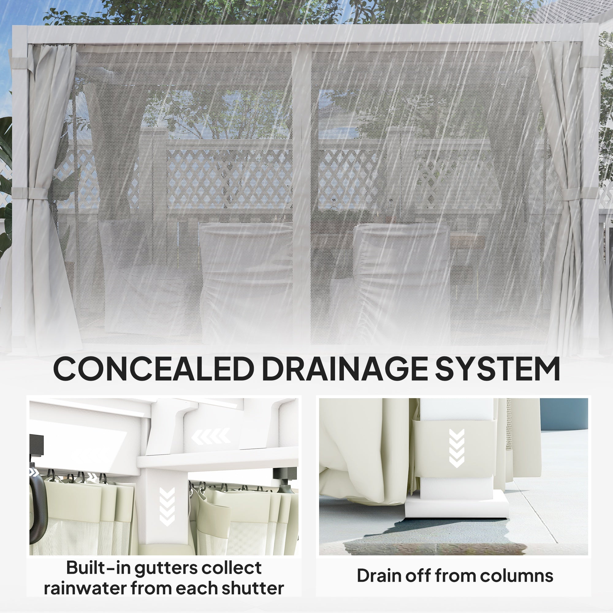 10' x 13' Adjustable Louvered Pergola with Curtains & Netting – Outdoor Aluminum Patio Gazebo for Shade & Privacy