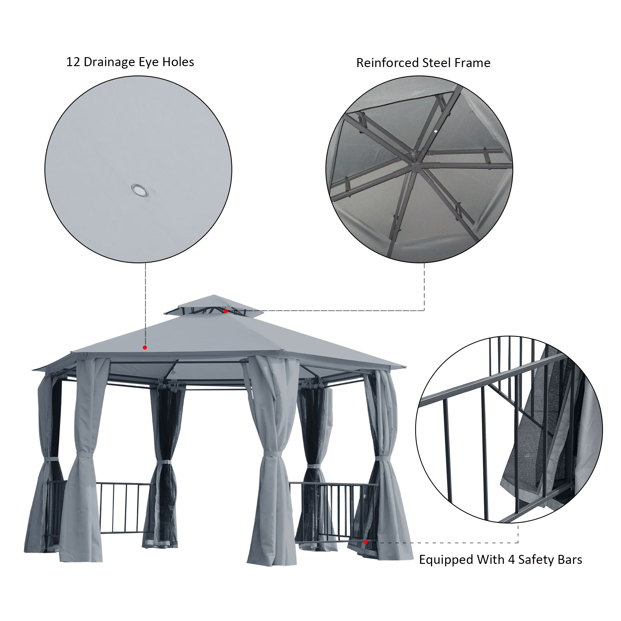 Outdoor Canopy Gazebo with Curtains – Steel Frame Patio Tent for Backyard, Garden, & Events