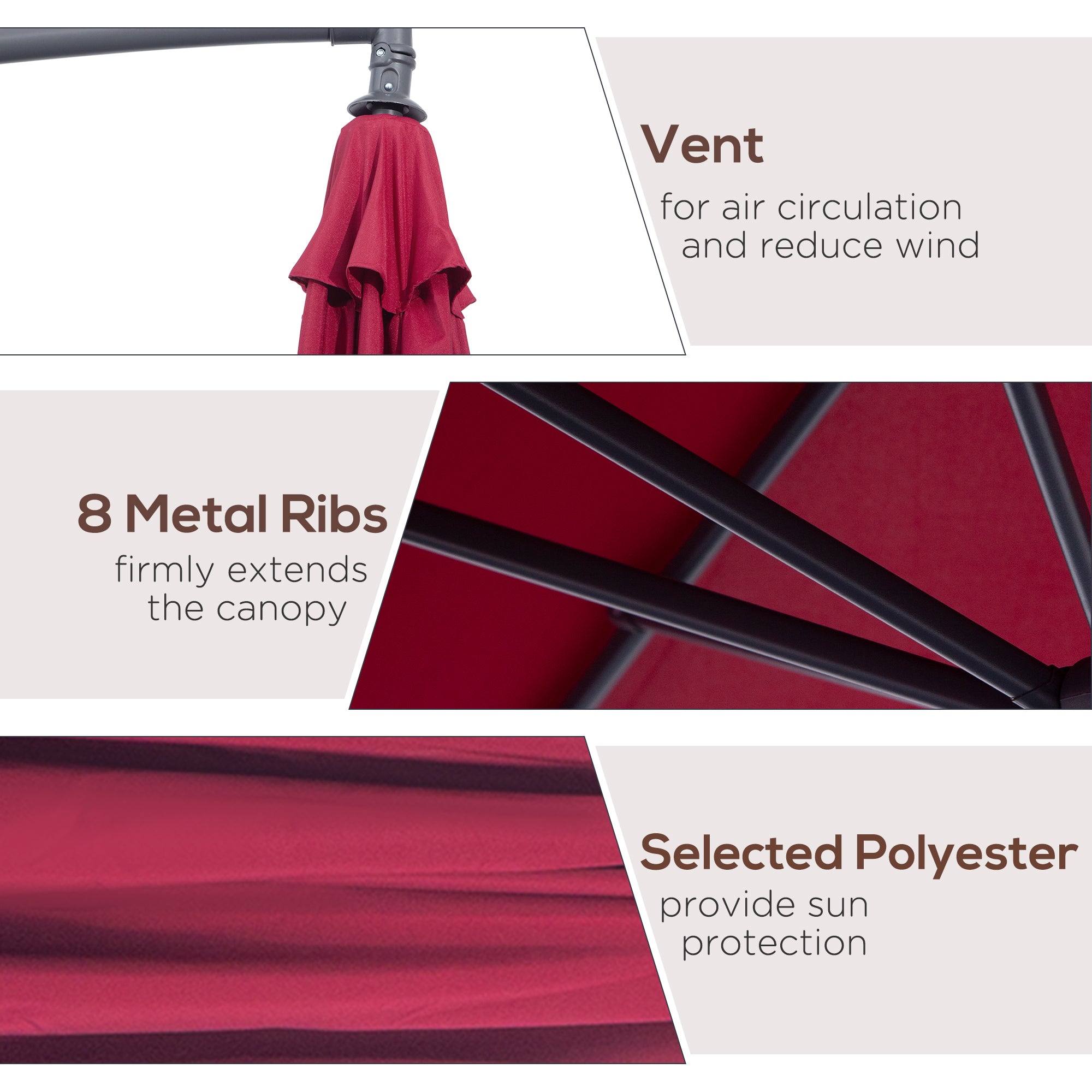 10ft Cantilever Patio Umbrella with 360° Rotation – UV & Water-Resistant Offset Umbrella with Base