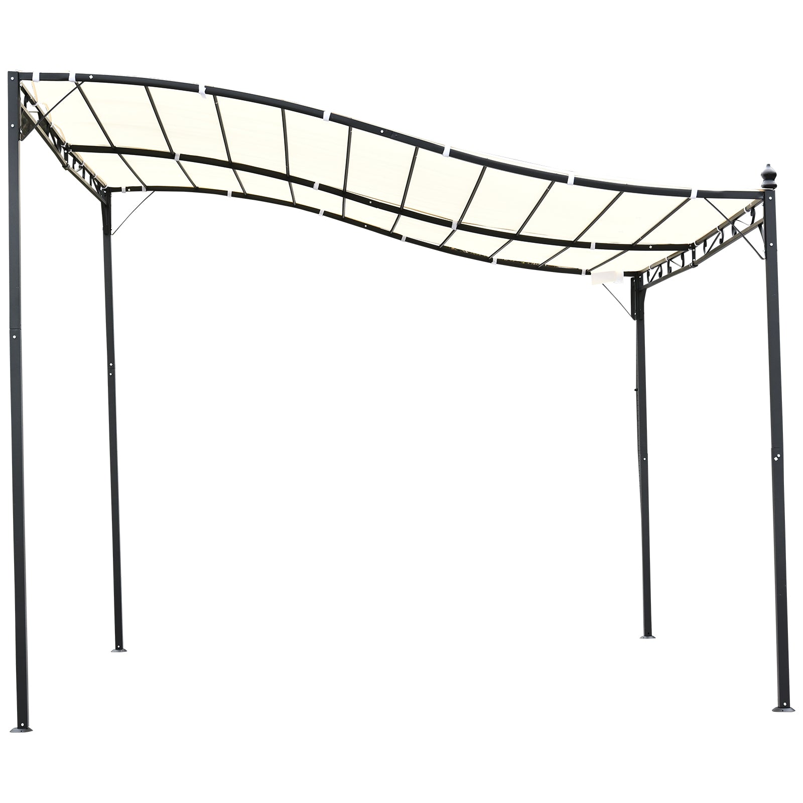 10' x 10' Wall-Mounted Patio Pergola with Canopy – European-Inspired Outdoor Shade