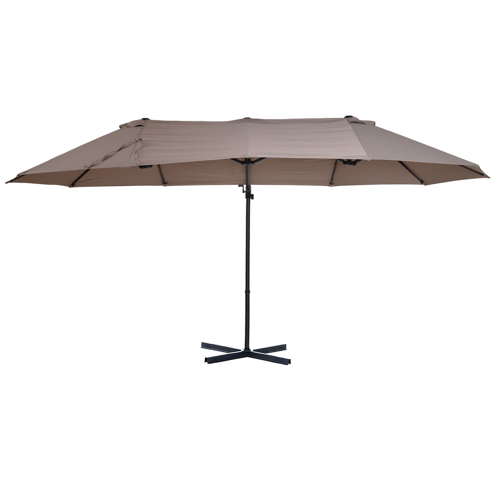 14.4 ft Double-Sided Offset Patio Umbrella with Crank Lift – Outdoor Cantilever Sun Shade for Patio, Deck, Garden, or Pool
