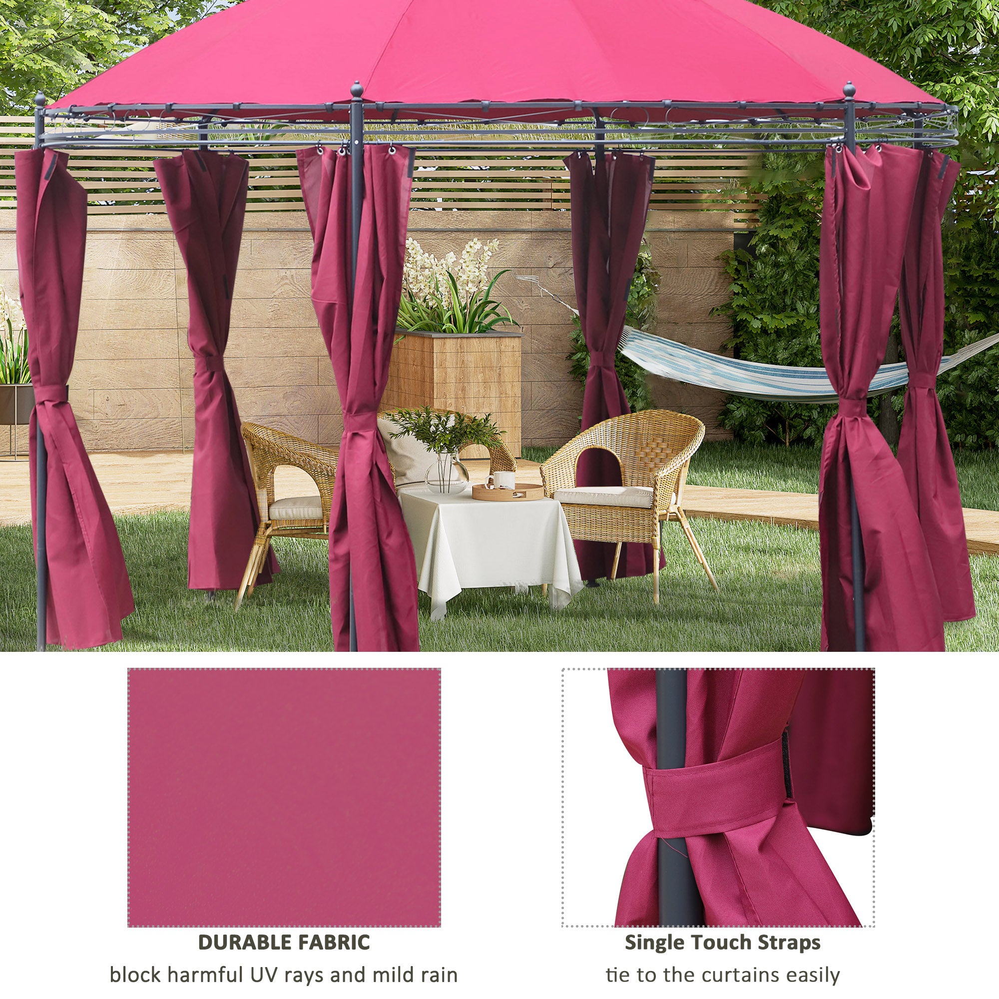 Outdoor Canopy Gazebo with Curtains – Steel Frame Patio Tent for Backyard, Garden, & Events