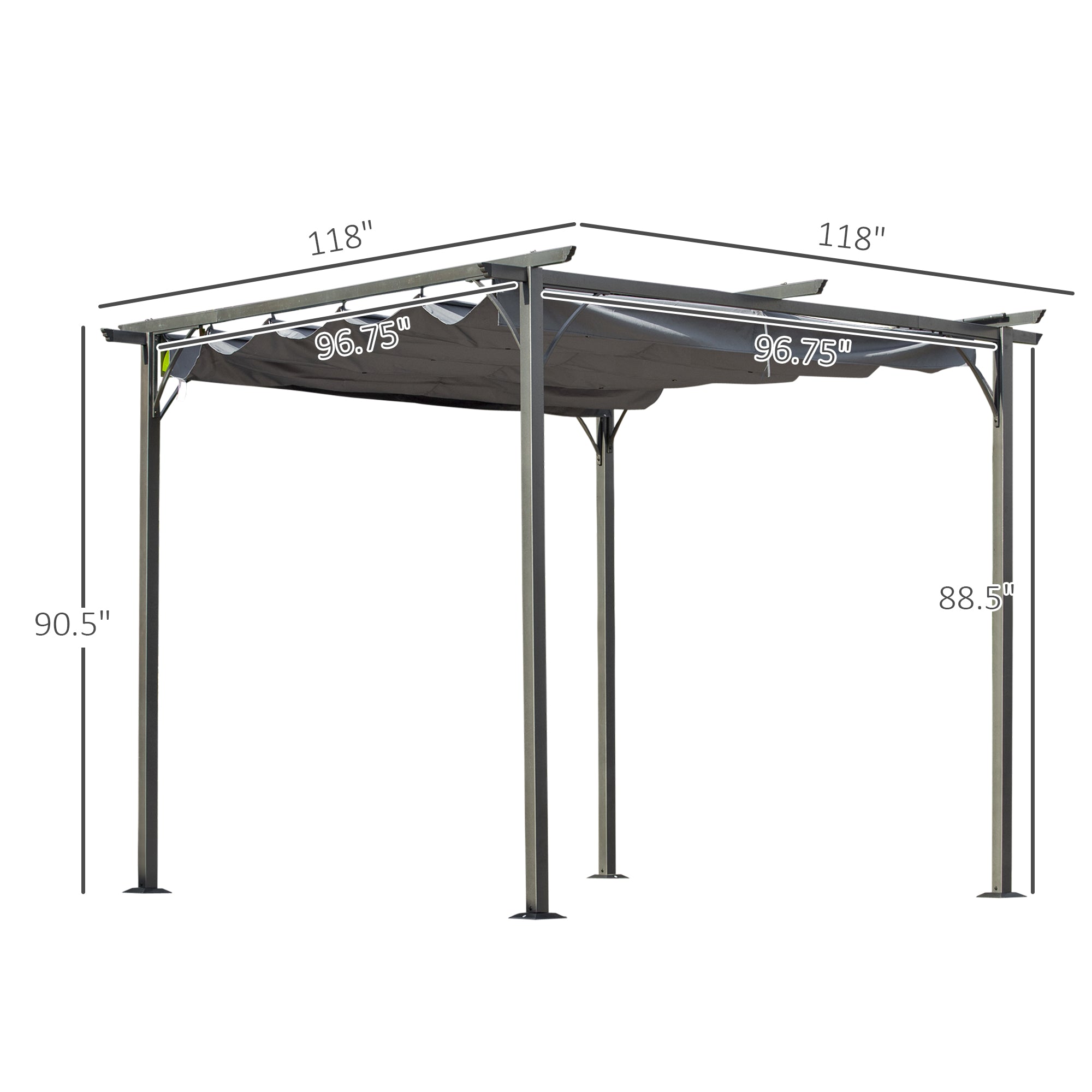 10' x 10' Outdoor Pergola with Retractable Canopy