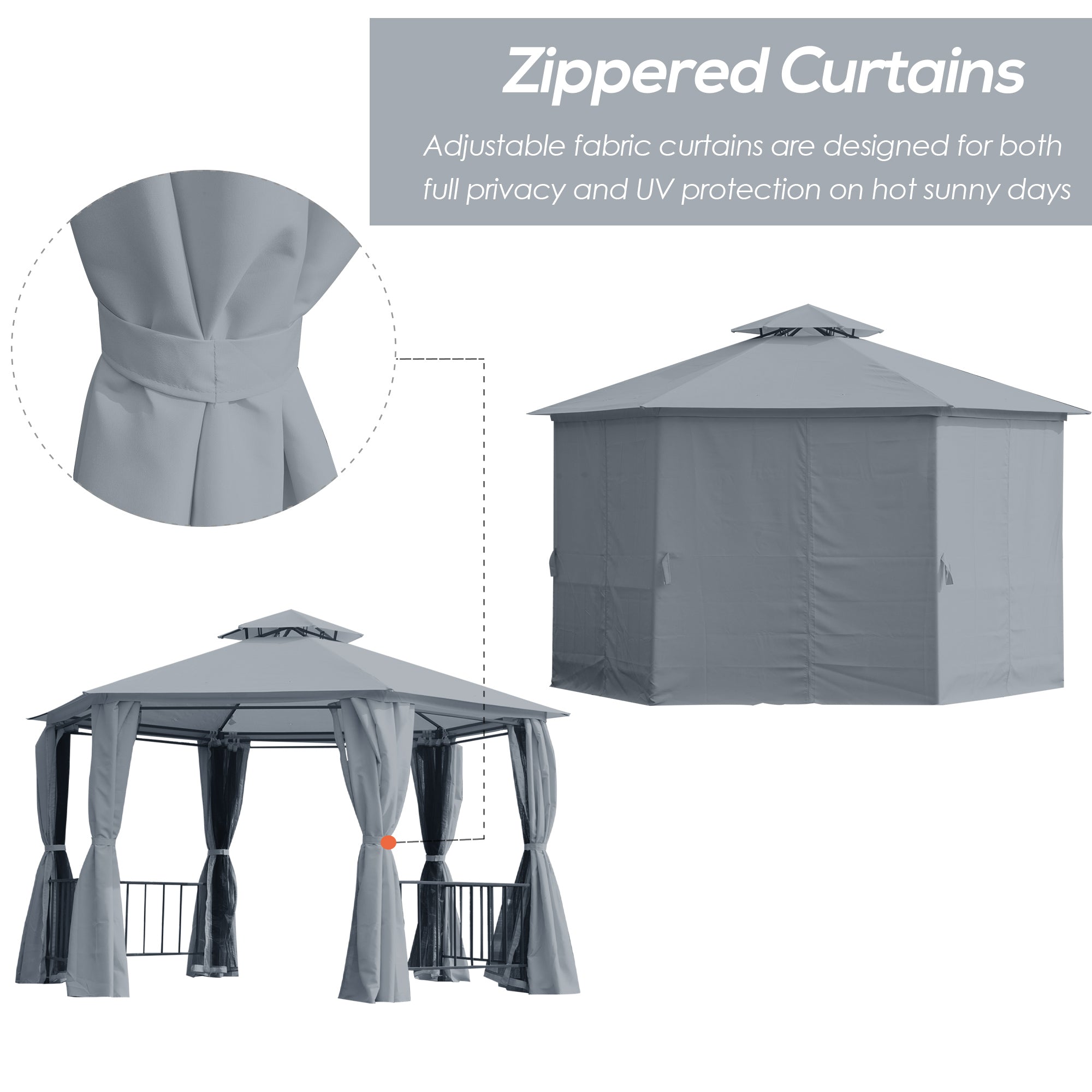 Outdoor Canopy Gazebo with Curtains – Steel Frame Patio Tent for Backyard, Garden, & Events