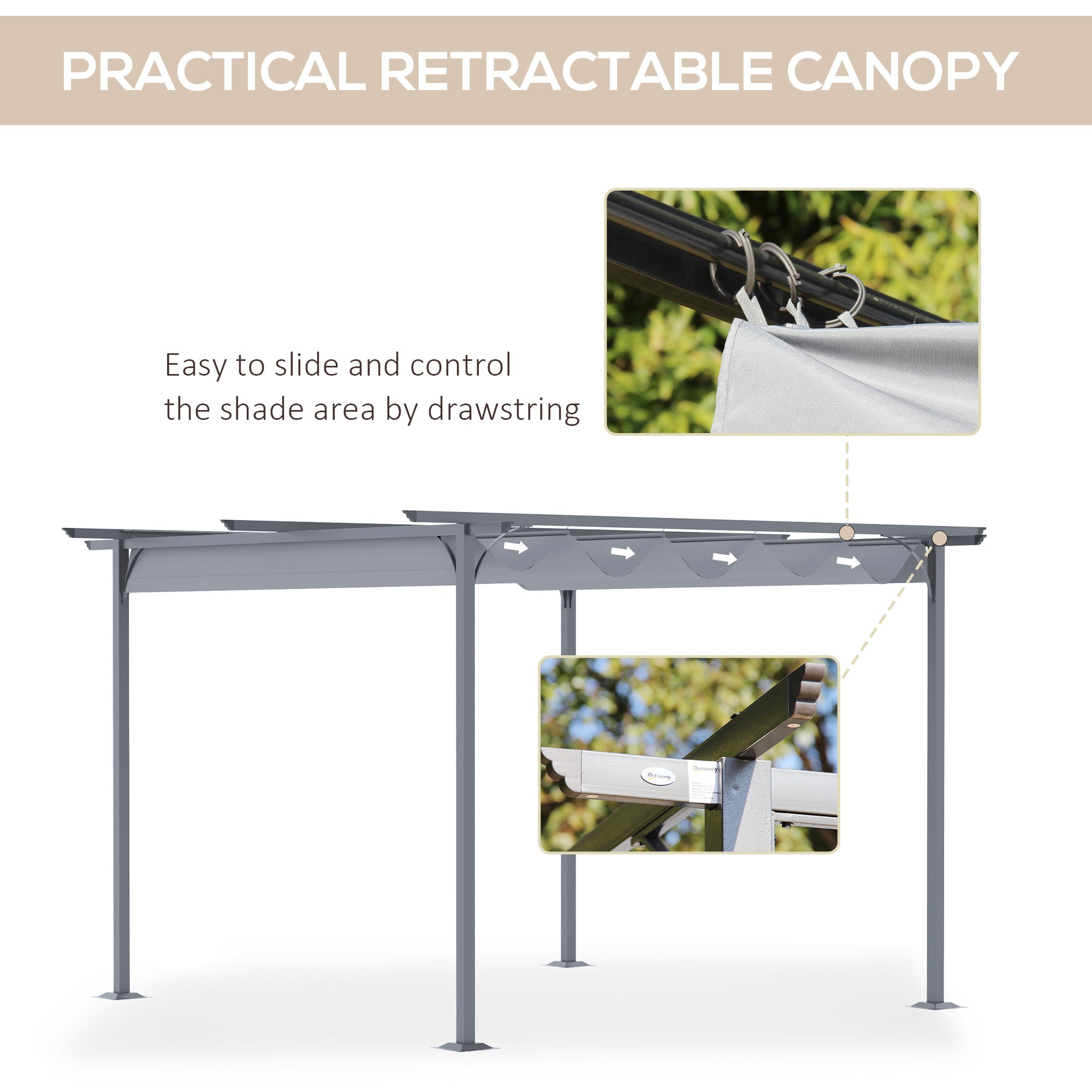 11.5' x 11.5' Outdoor Pergola with Retractable Canopy