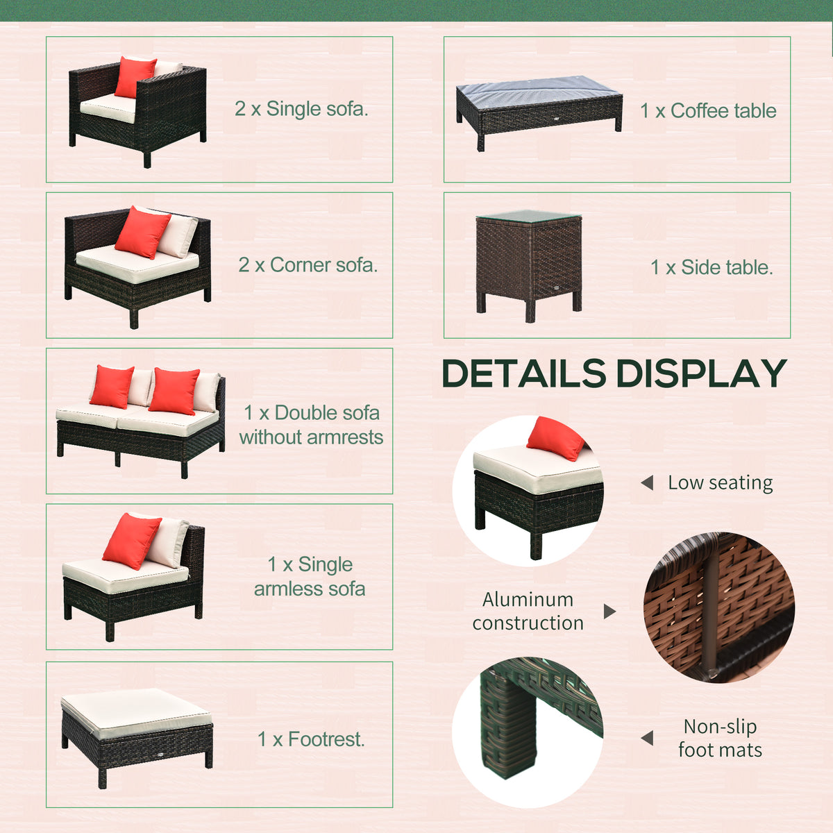 9-Piece Extra-Large Rattan Patio Conversation Set