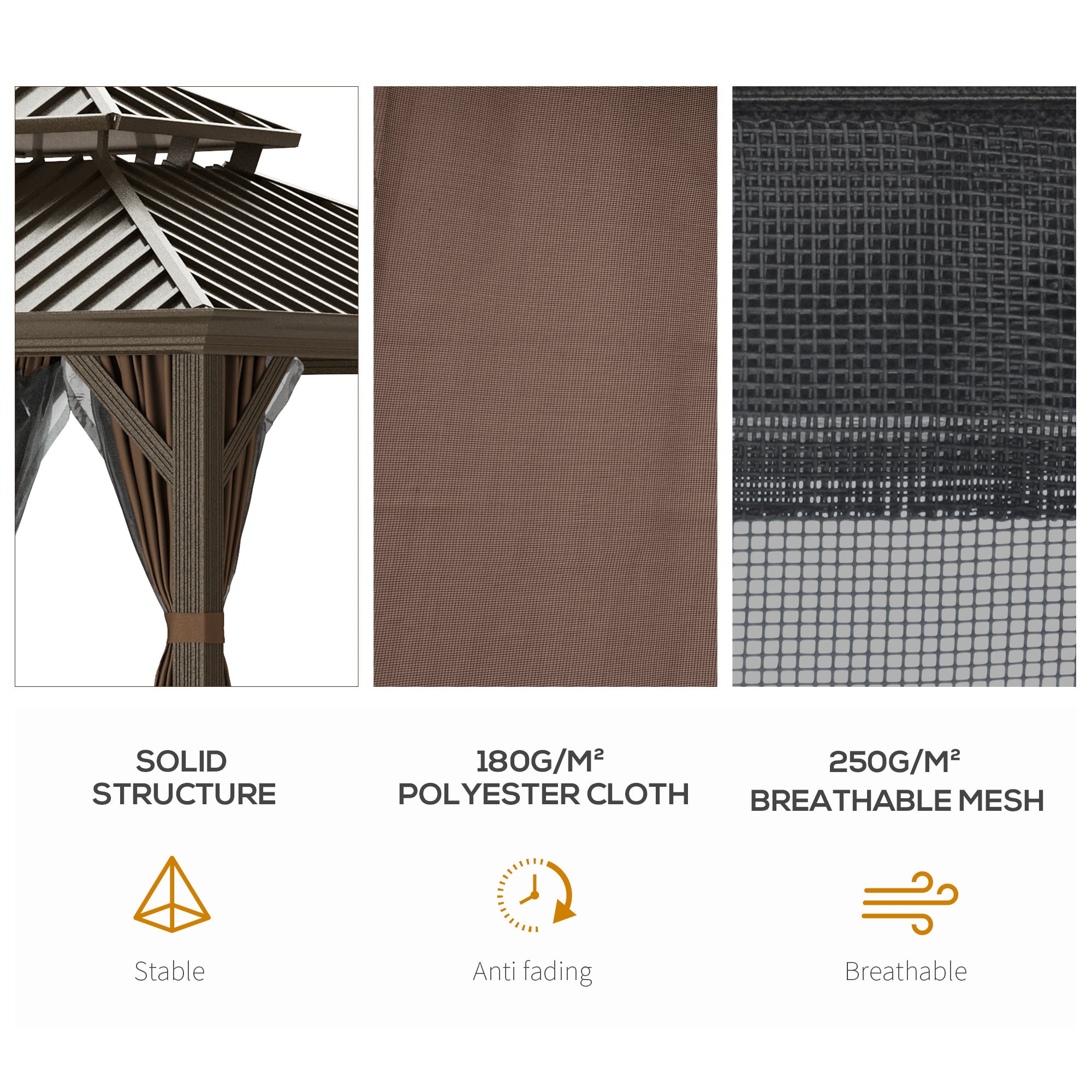 Hardtop Aluminum Gazebo with Curtains & Mesh Netting