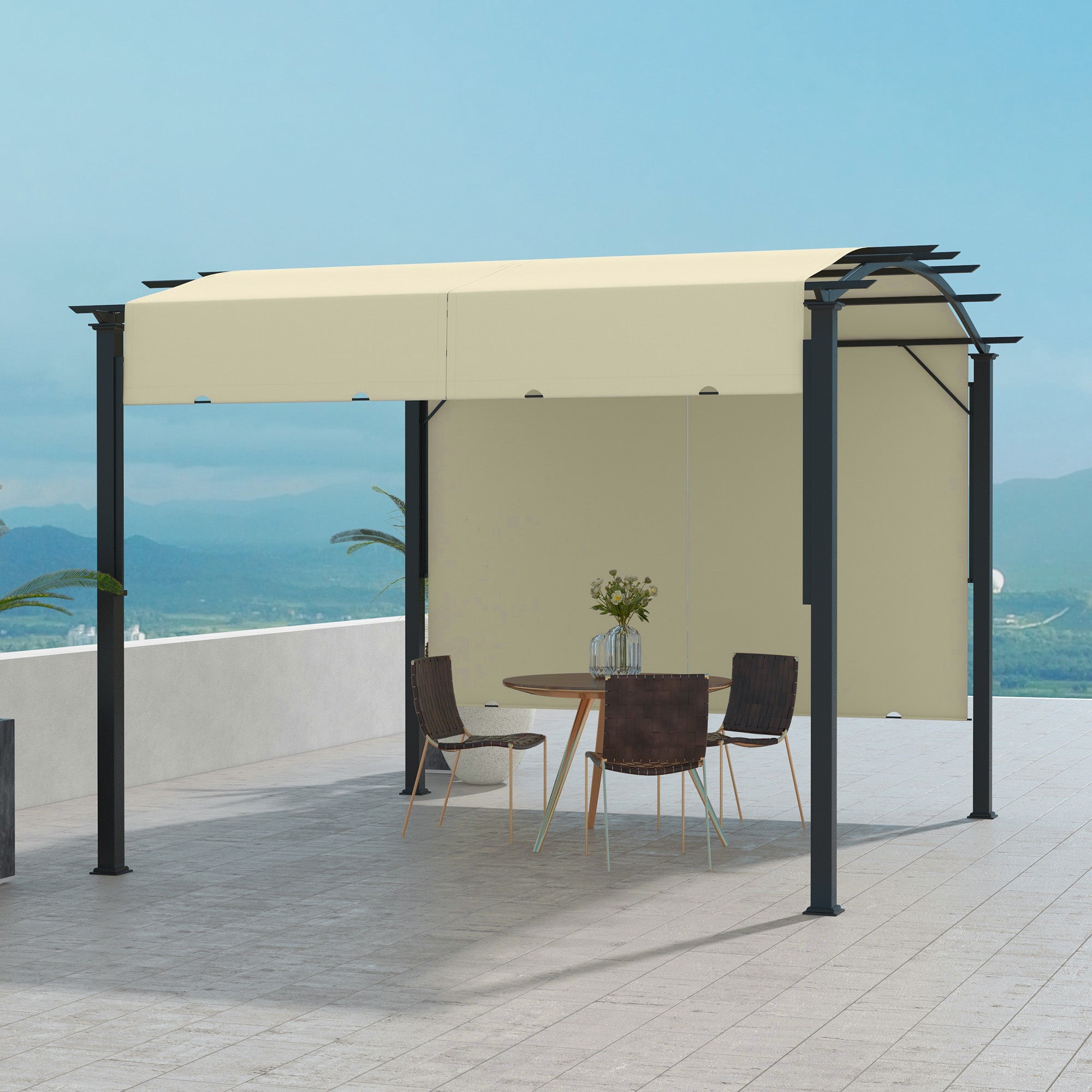11' x 11' Steel Patio Pergola with Retractable Canopy