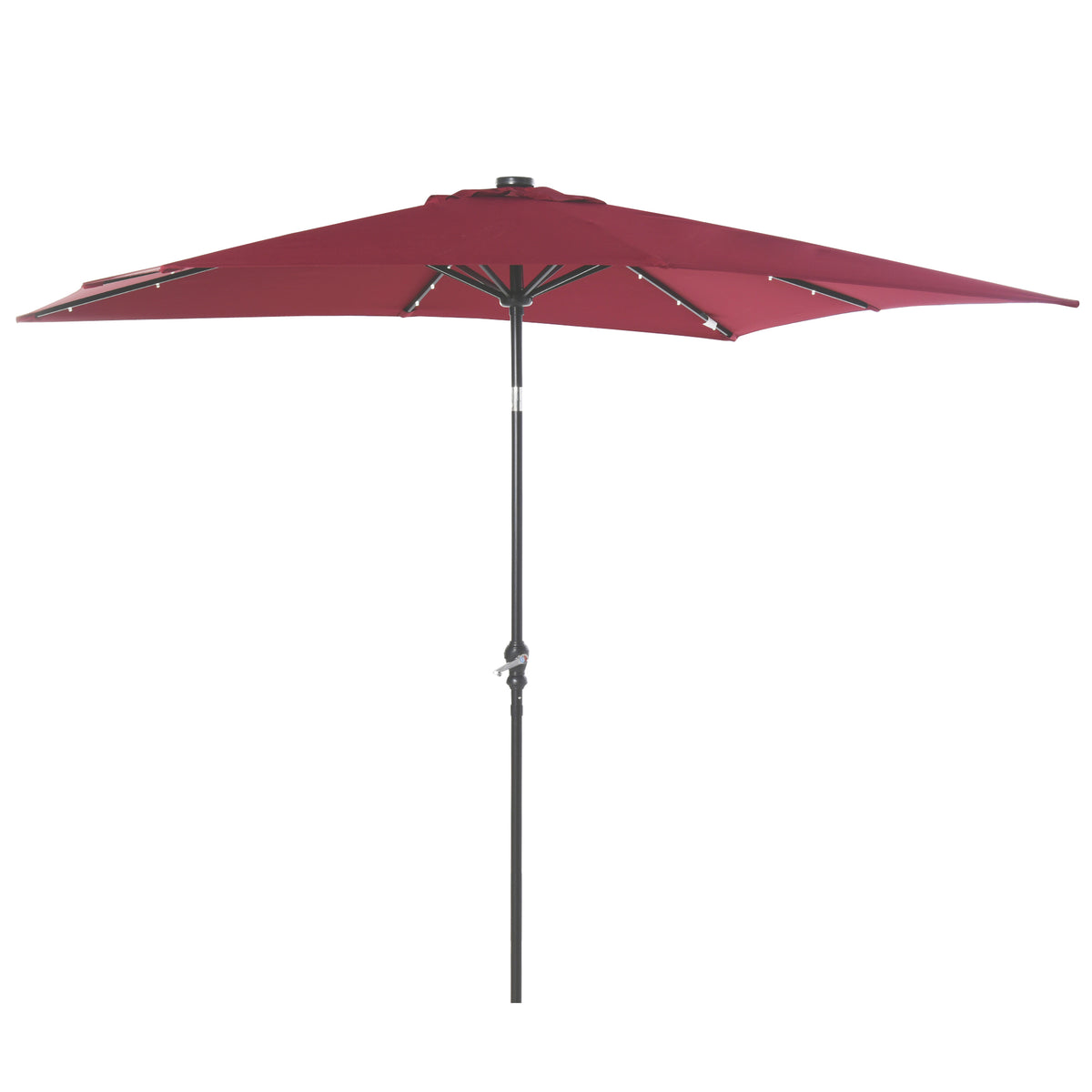 9 ft Solar LED Patio Umbrella with Tilt, Crank, and Vent – Outdoor Market Umbrella for Backyard, Deck, Pool