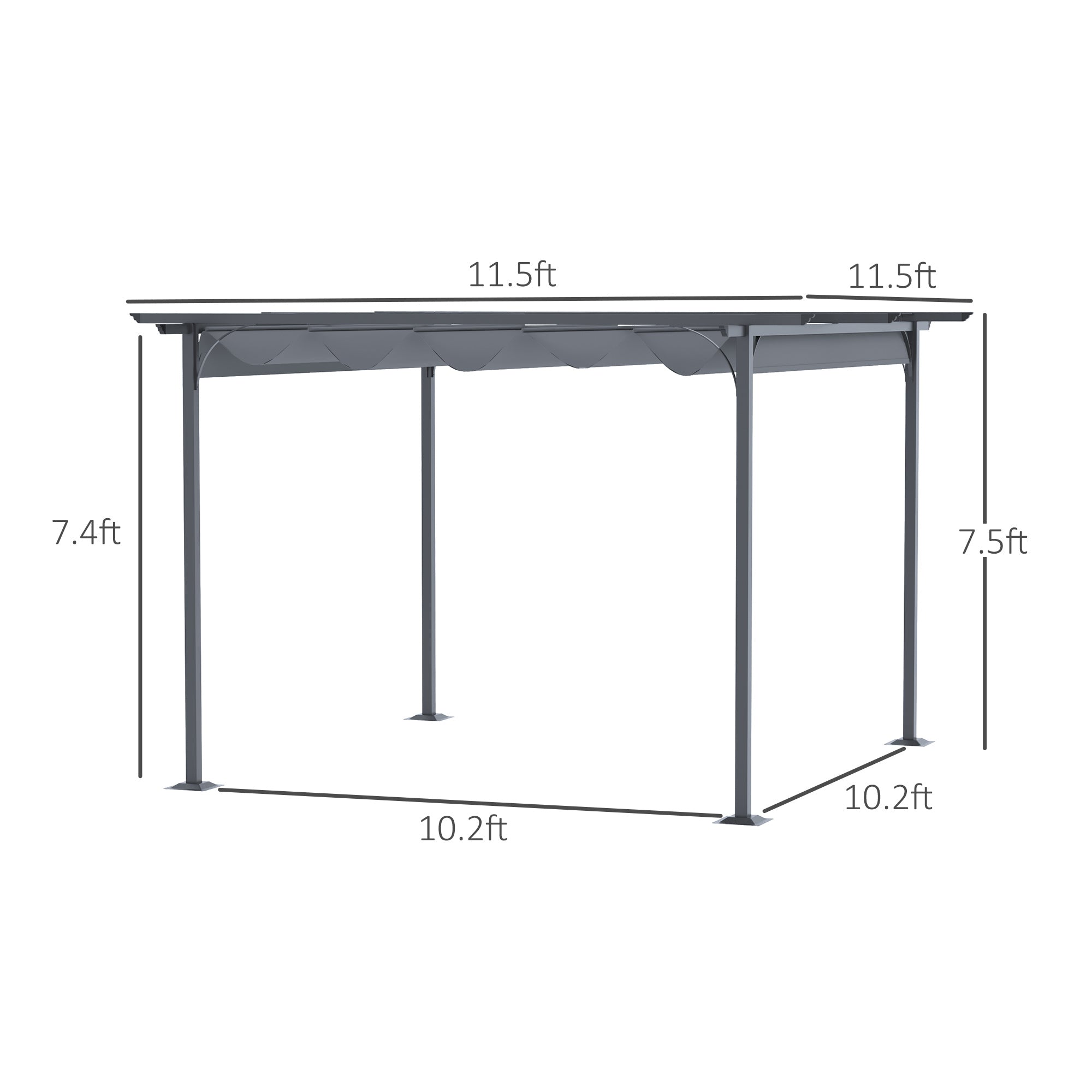 11.5' x 11.5' Outdoor Pergola with Retractable Canopy